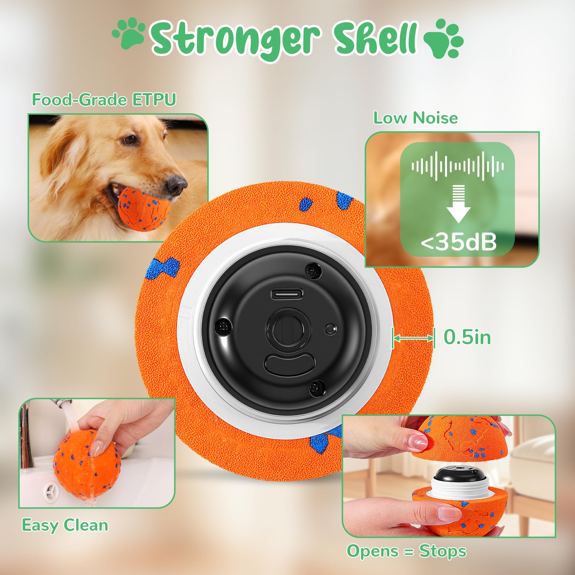 Juguetes interactivos inteligentes para perros, bola vibratoria para perros, juguetes masticables para perros, bolas para perros, carcasa a prueba de masticación, movimiento automático