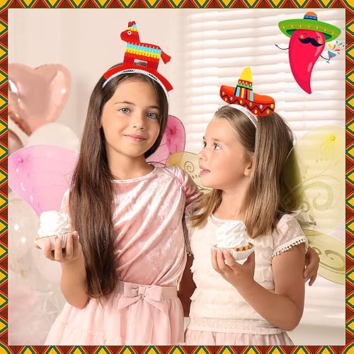 Miniatura 5 de Yunlly 60 sombreros de fiesta a granel Cinco De Mayo Sombreros Diademas 10 Estilos Coloridos Taco Diademas de Papel Fiesta Suministros Decoraciones