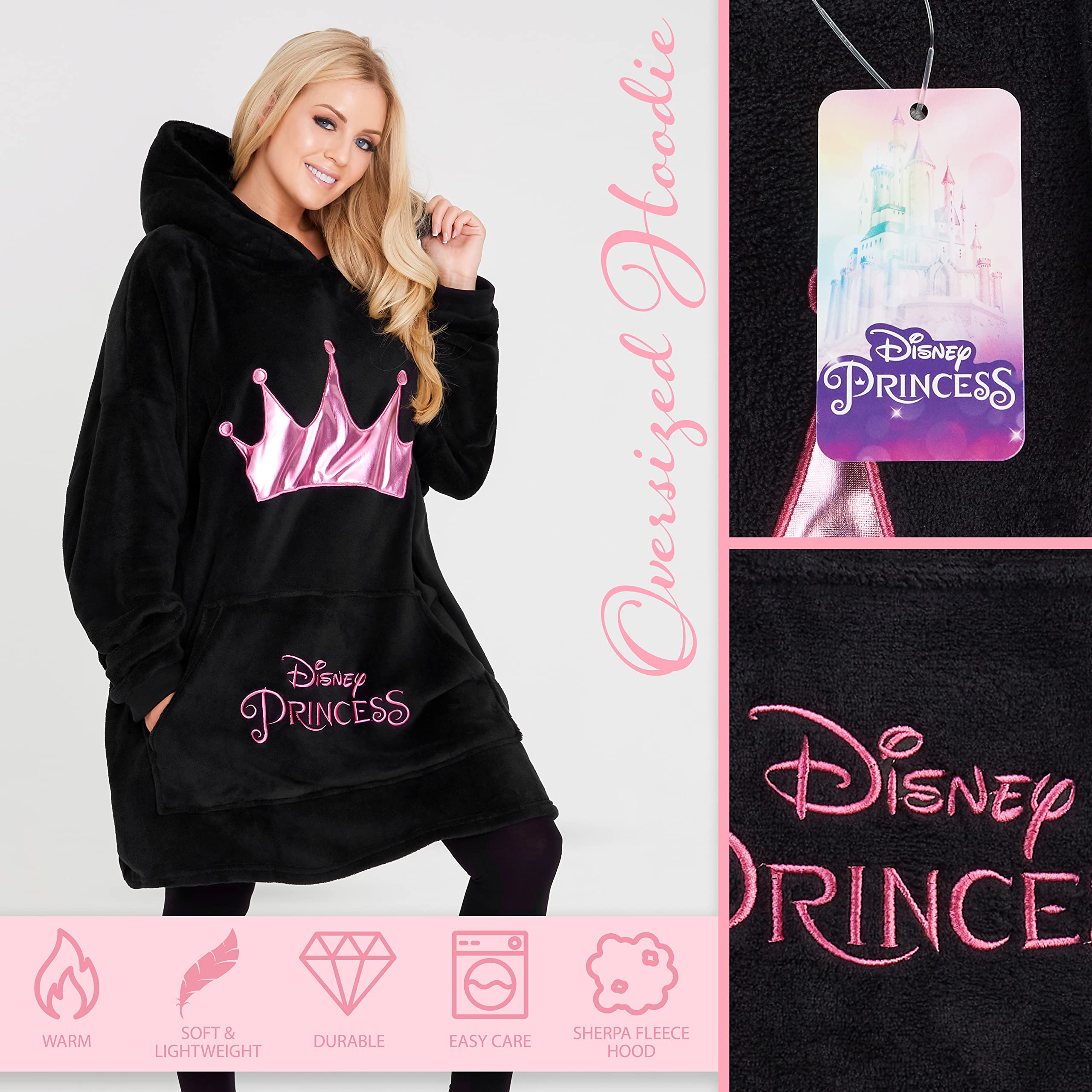 Disney Felpa Donna con Cappuccio, Oversize Blanket Hoodie Calda di Pile Minnie e Mickey