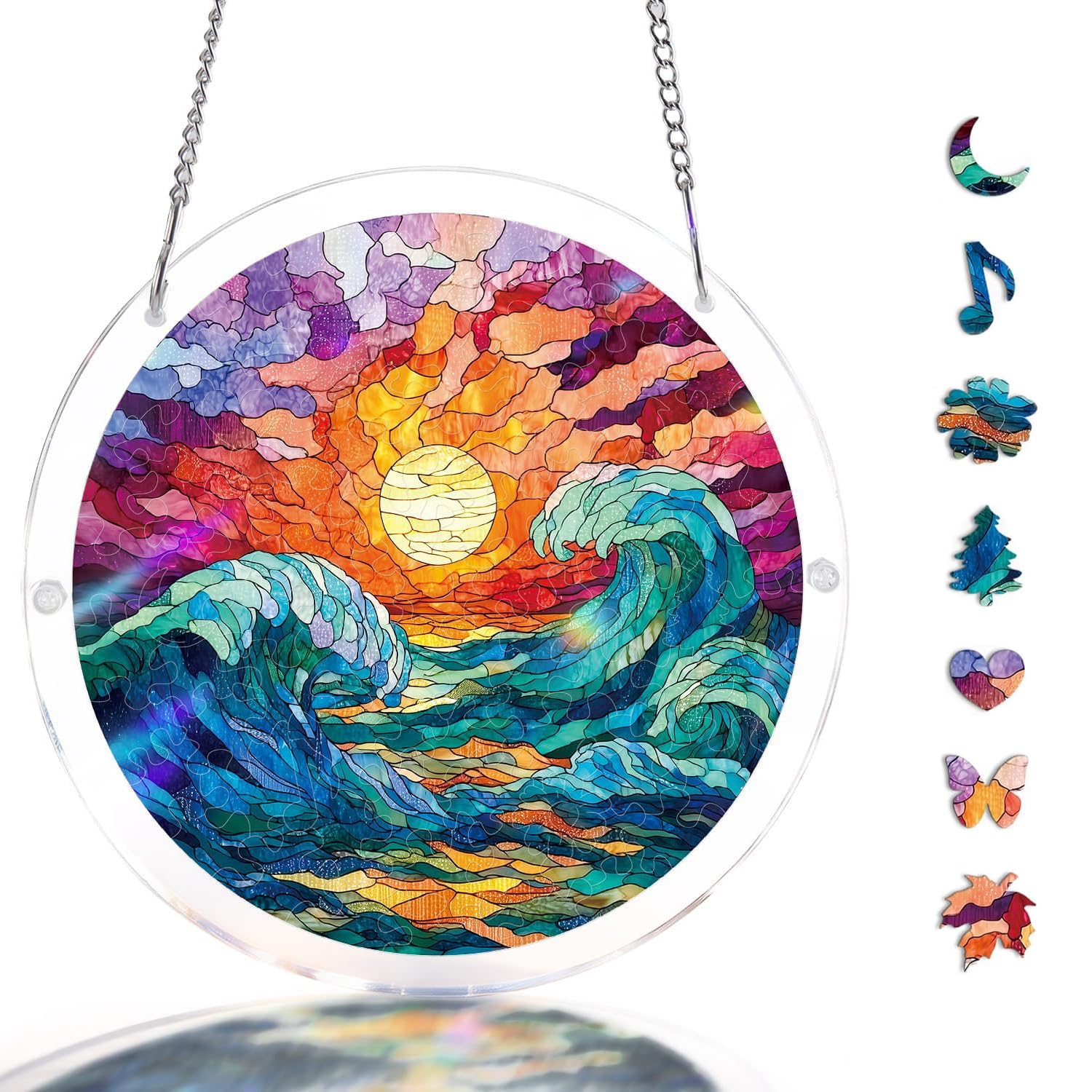 Acrylic Suncatcher Puzzle-Tide, Hanging Suncatcher 7.4 In, DIY Suncatcher Kits for Adults, Home Decor Sun Catcher for Window Garden, Gift for Women, Mom, Friends