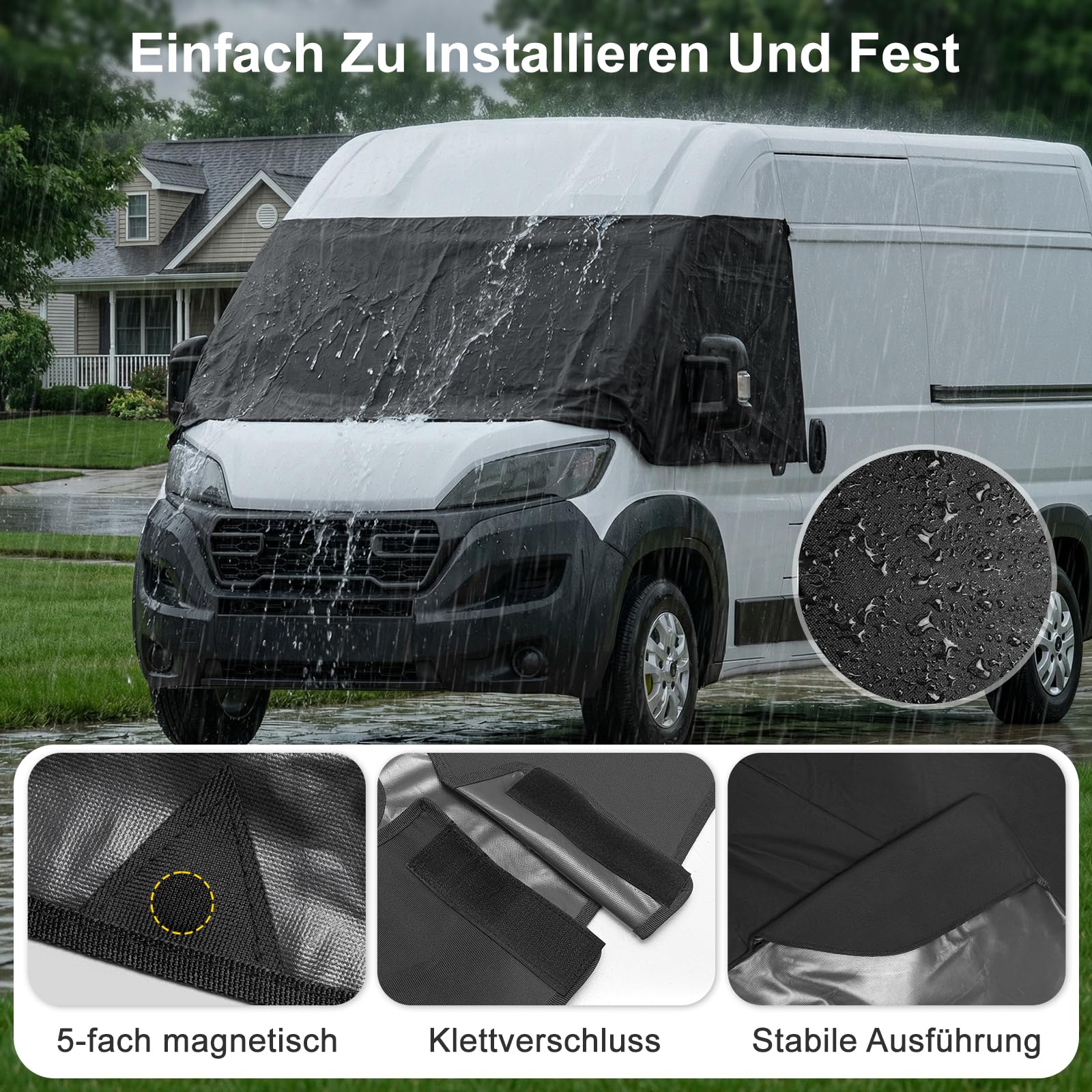 Sonnenschutz Frontscheibe Wohnmobil Außen Frontscheibenabdeckung Wohnmobil Frontscheibenabdeckung Ducato für F-iat Ducato UV-Schutz Wasserdicht schwarz