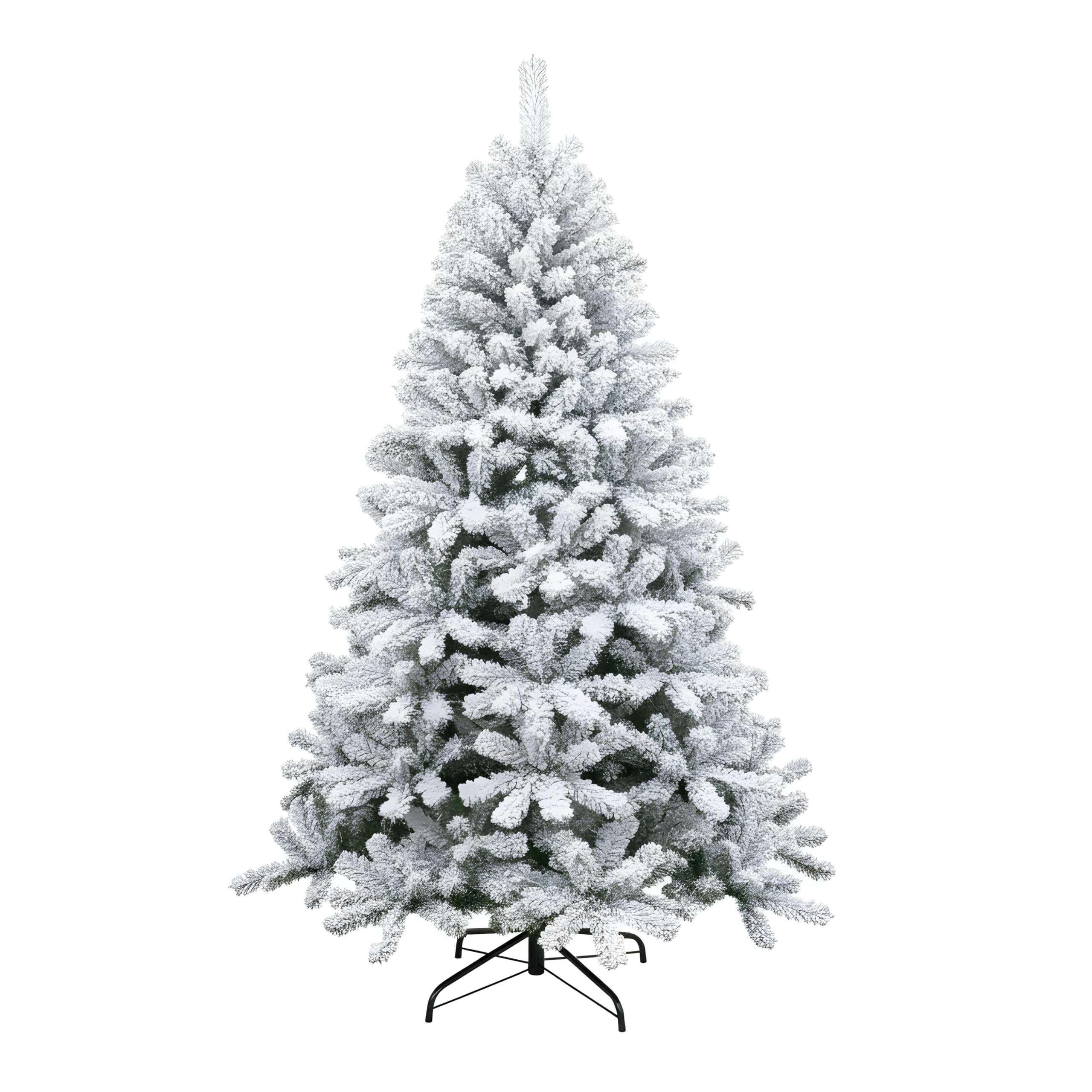 B&Q -  4Ft Yukon Pine Artificial Green Christmas Tree Snow Flocked 230 Tips Branches Snowy Bushy Home Decorations