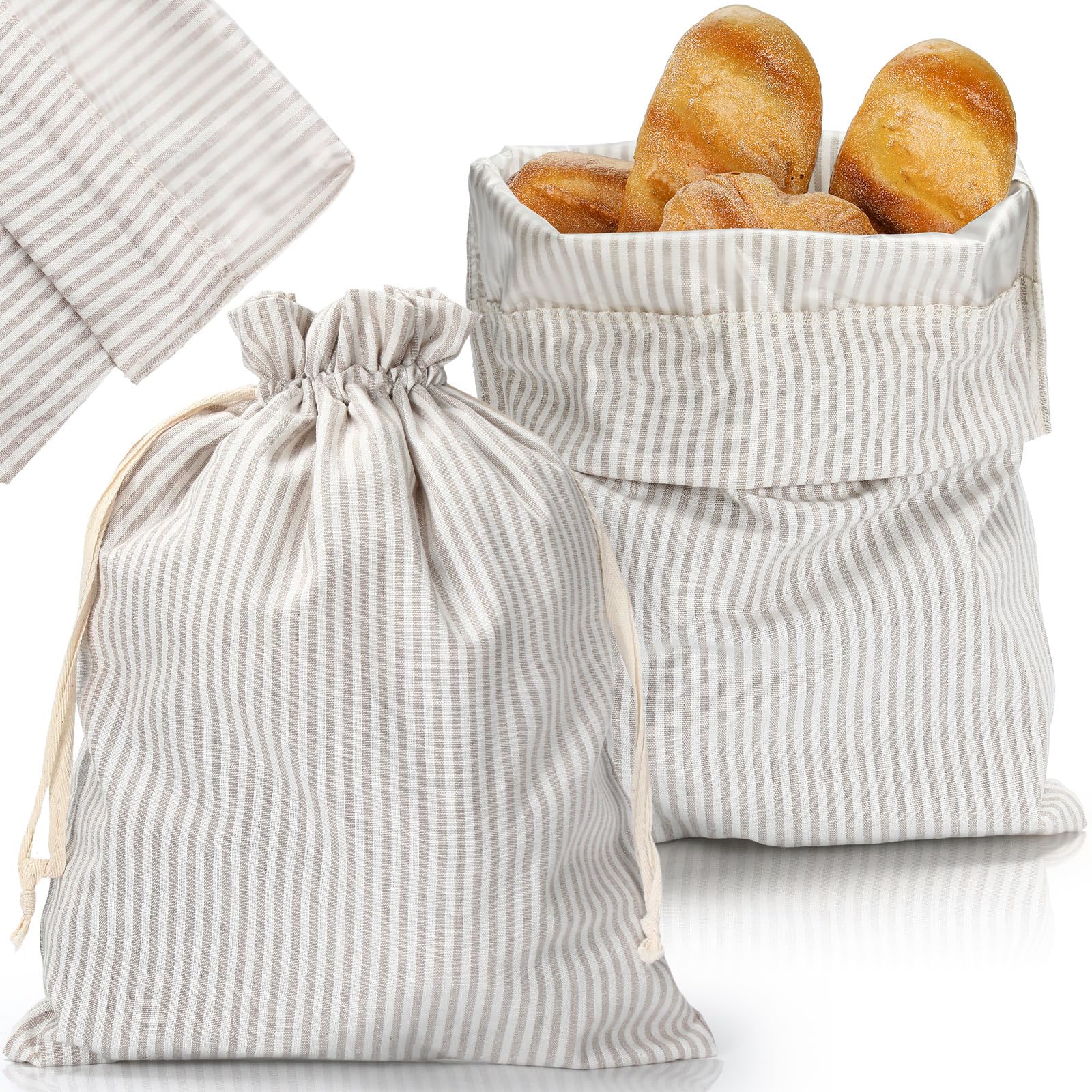 2 Stück gefütterte Brotbeutel für hausgemachtes Sauerteigbrot, wiederverwendbare Aufbewahrungstasche mit Kunststoff, 33 x 43 cm, gefüttert, aus Baumwolle, hausgemachte Taschen (Retro-Stil)
