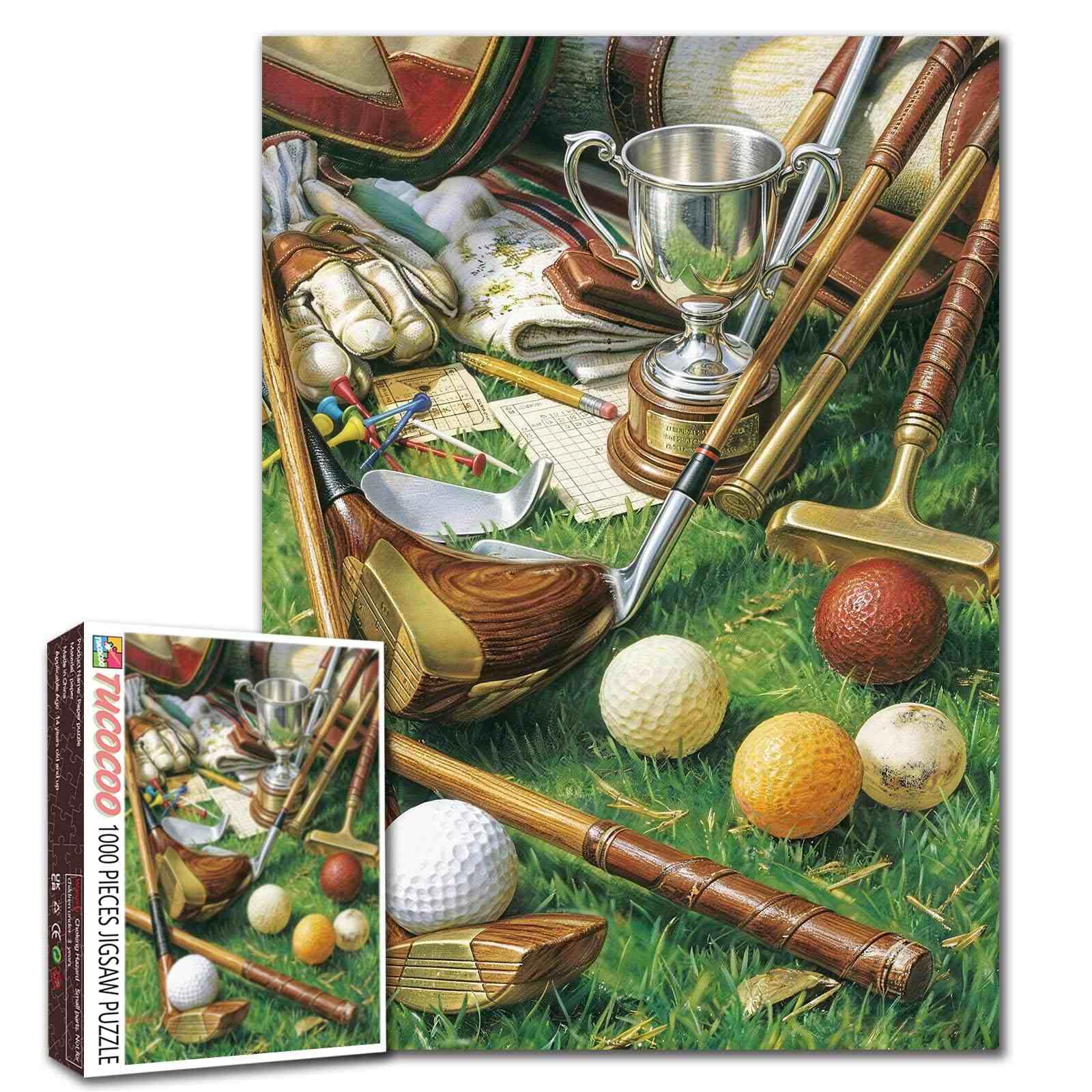 Golf Equipment Jigsaw Puzzles for Adults 1000 Pieces Vintage Sports Classic Golf Scene DIY Puzzles for Family Activity Games Father Gift Home Wall Decor Craft Gifts 19.7 x 27.6 Inch