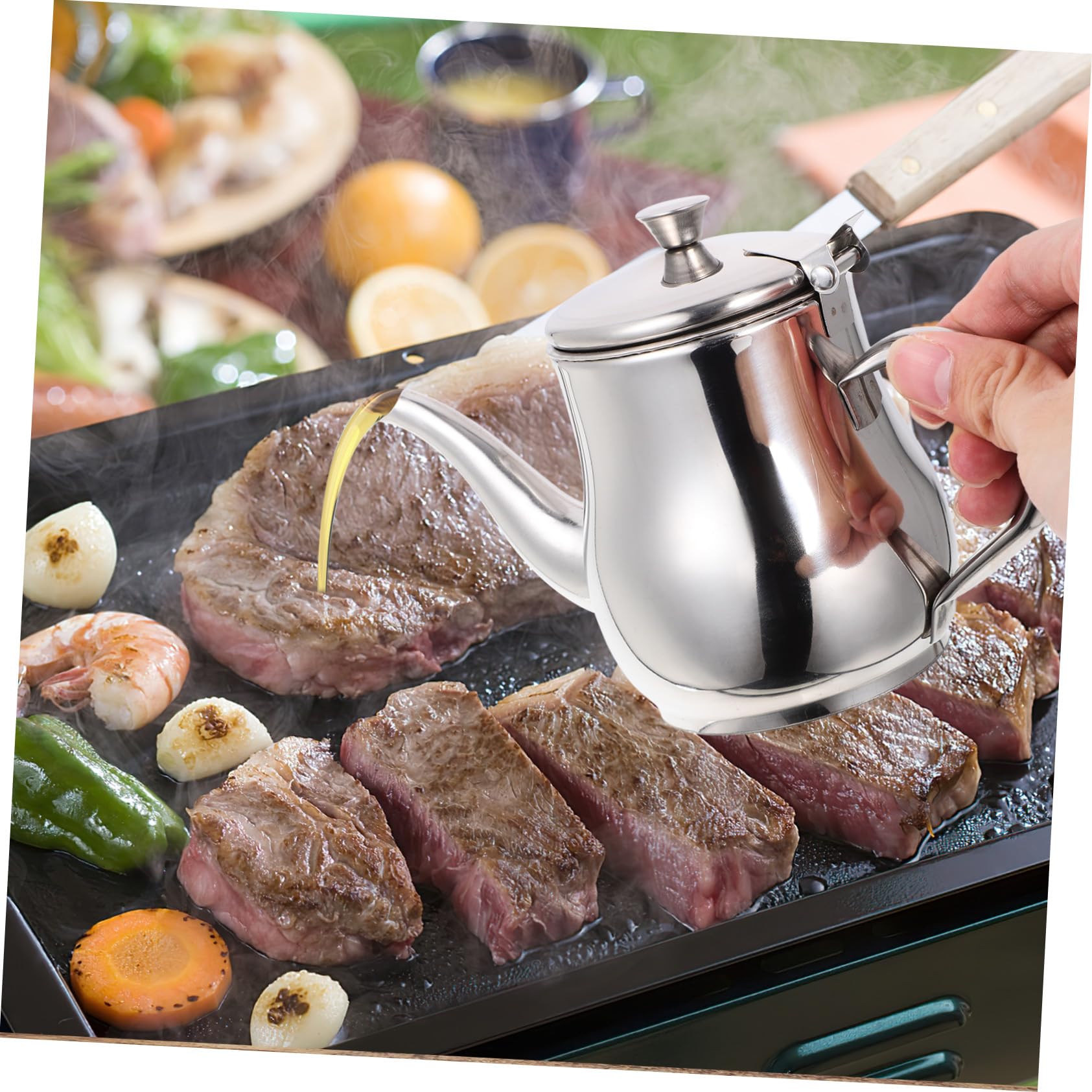 Recipiente Filtración Cocina Aceite Acero en Inoxidable de Tapa de 13oz Reciclaje Fácil de Aceite Usado