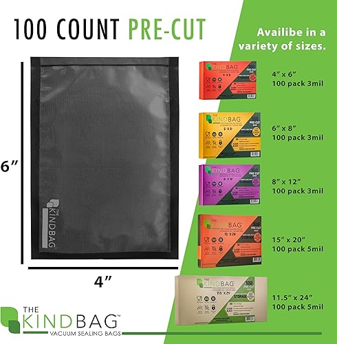 Miniatura 7 de The Kind Bag Bolsas de sellado al vacío para alimentos grado alimenticio, sin BPA y aptas para congelador herméticas, sin olor y sin humedad grado
