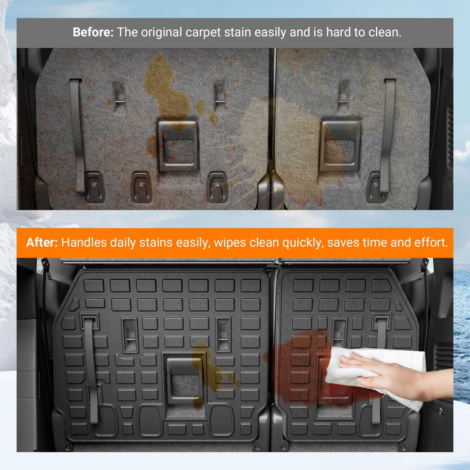 powoq 7&8 Seats Cargo Mat Compatible with 2021-2026 Toyota Sienna Trunk Mat Cargo Liner TPE Backrest Mat Trunk Liner Replacement for 2021-2026 Toyota Sienna Accessories (Trunk Mat+Backrest Mat) - Image 3