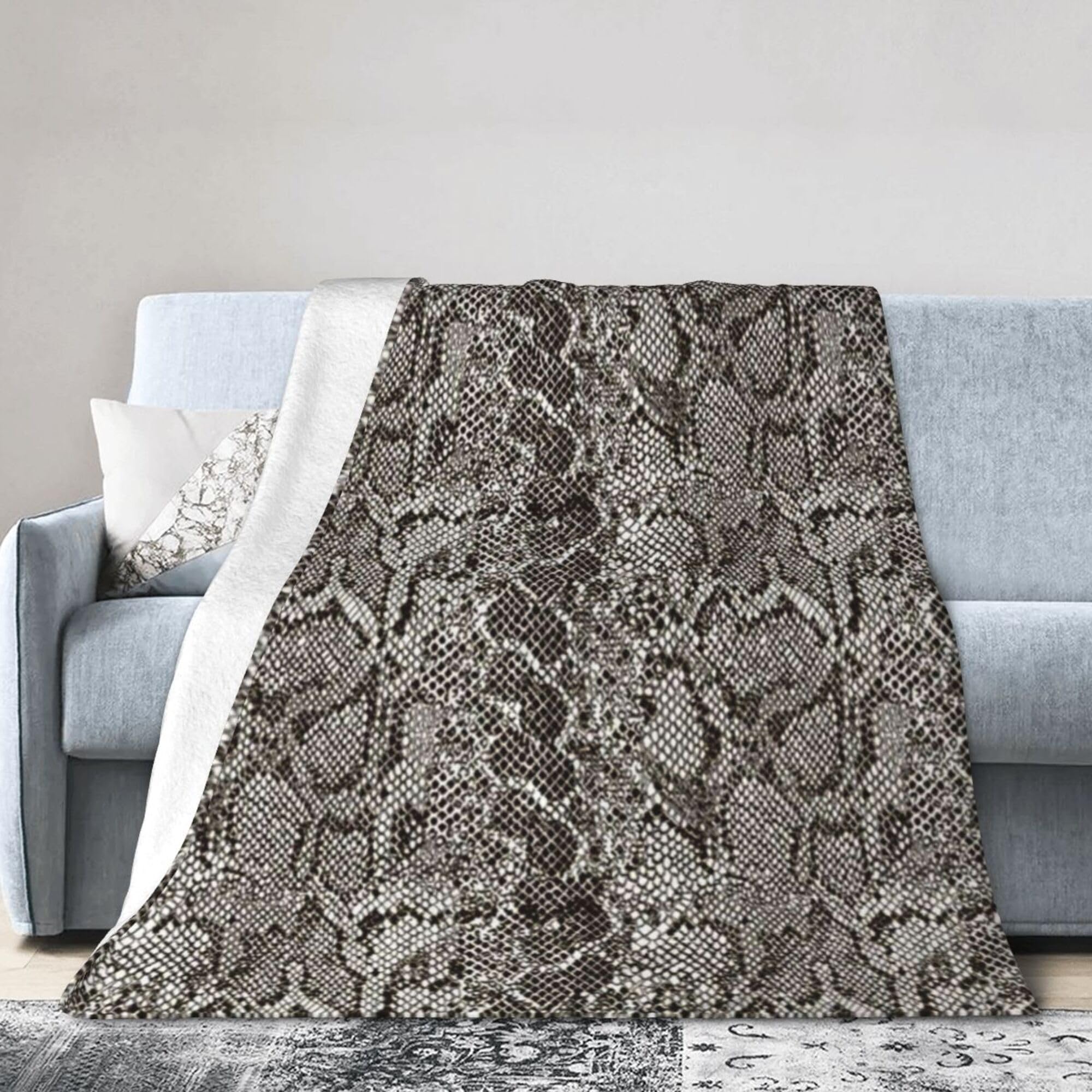 Melbrakin Black Snake Texture Blanket Super Soft Flannel Blanket Comfy Cozy Throw Blanket Couch Lightweight Blankets For Living Room Bedroom 60"X50"