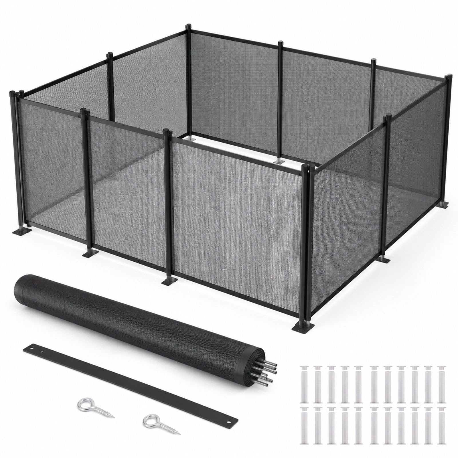 Zdejmowane ogrodzenie basenowe, siatka PVC Teslin z aluminiowymi słupkami, montaż DIY do użytku zewnętrznego w gruncie