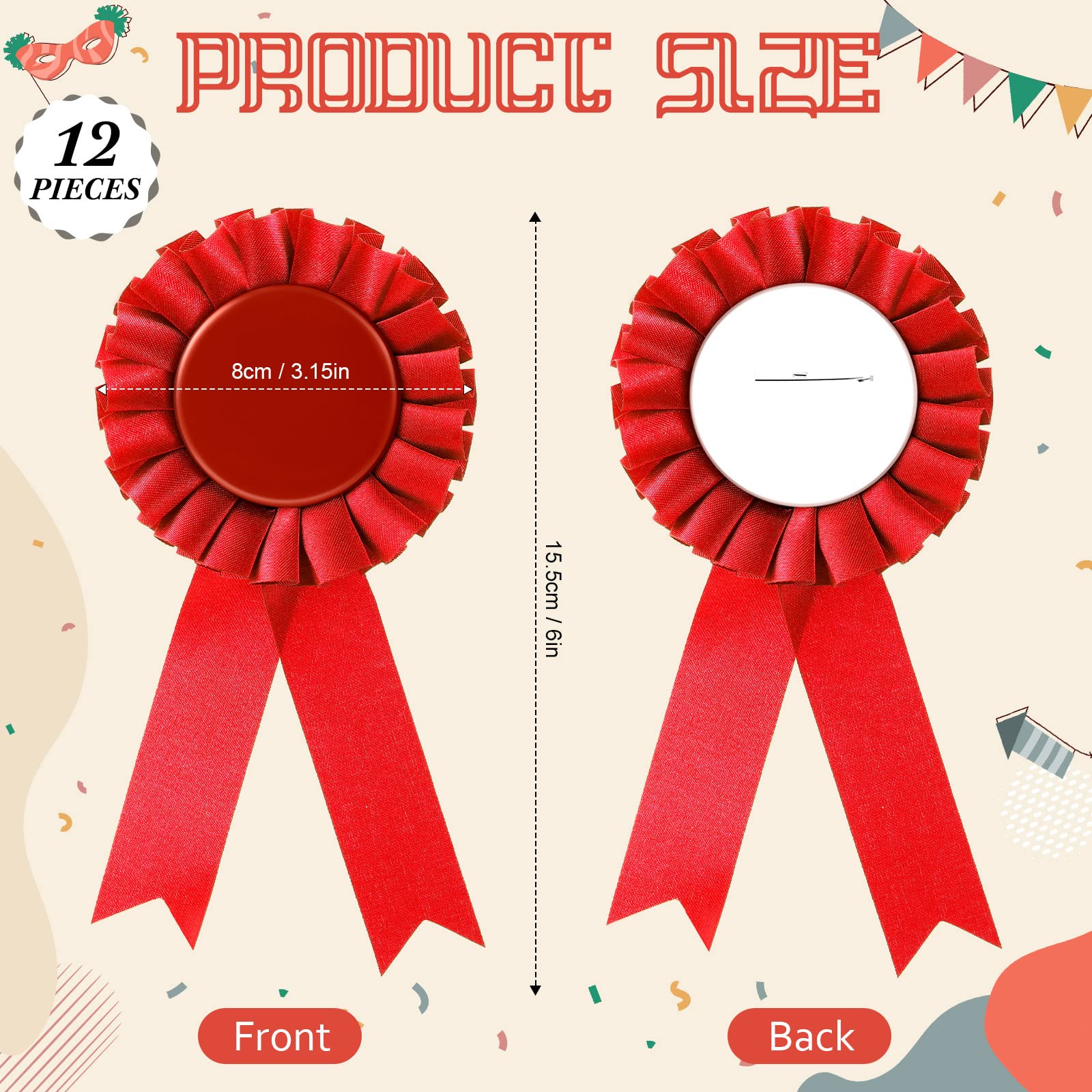 Snapklik.com : 12 Pieces Blank Award Ribbon Prize 1st Place Rosette ...