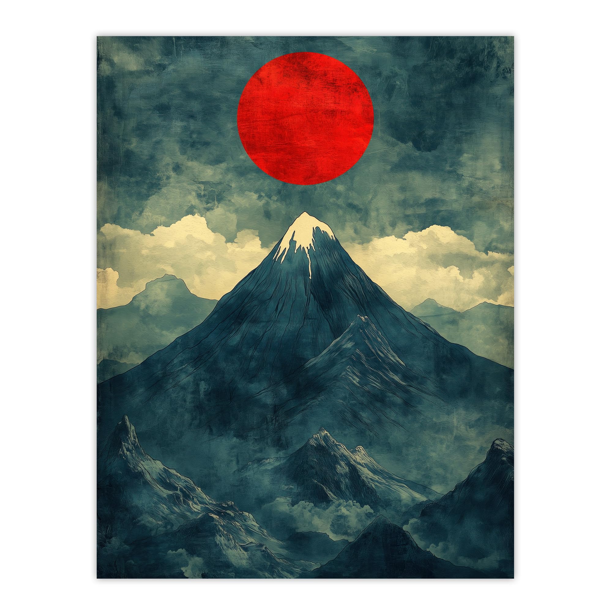 Artery8 Japan Alps Red Sun Mountain Range Landscape Living Room Large Wall Art Poster Print Thick Paper 18X24 Inch