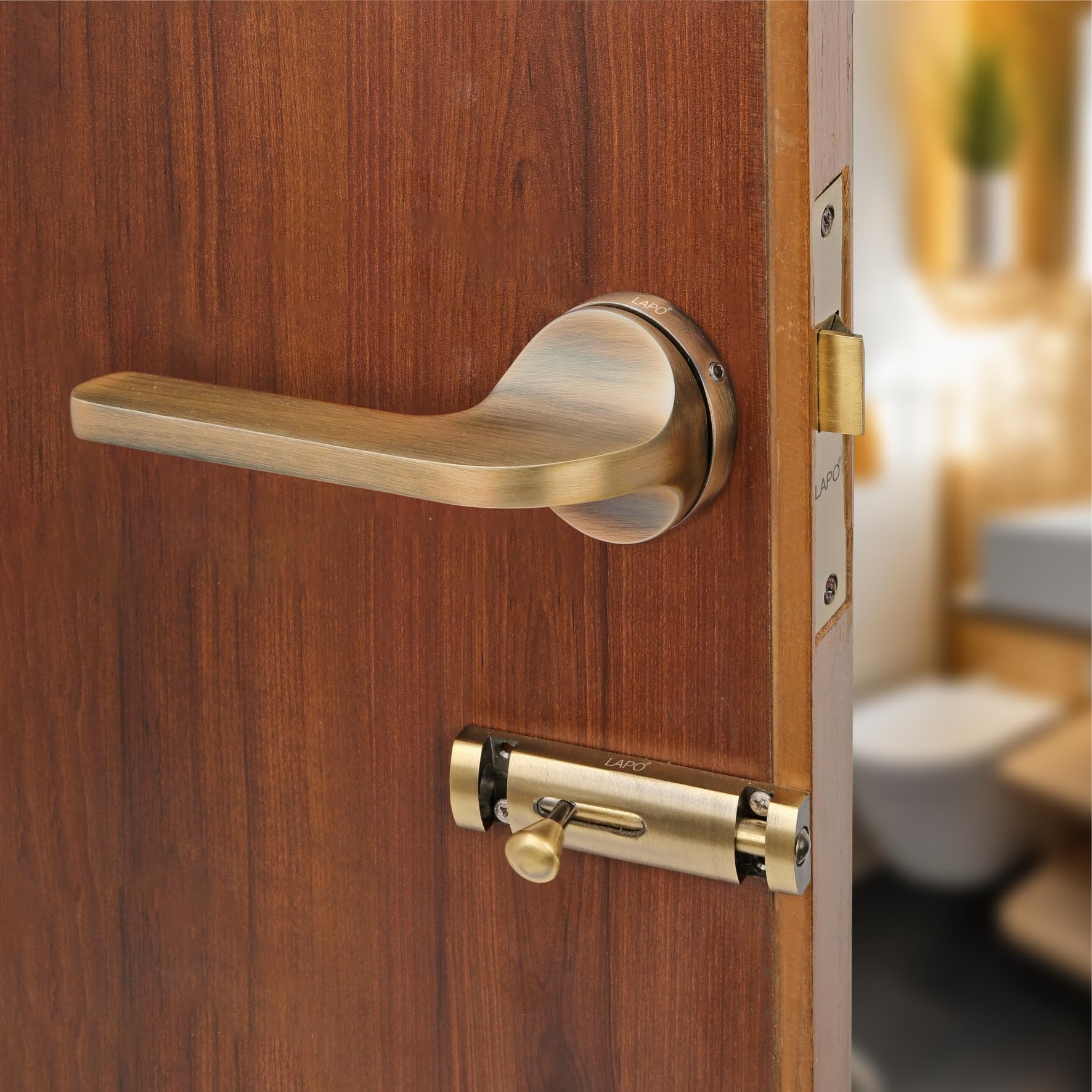 LAPO Heavy-Duty Mortise Door Lock for Home Main Door & Bedroom with Handle |Strong 70mm Cylinder | 50x85mm Body | 3 Brass Keys | Left-Right Fit 30-50mm Door Home Office Hotel | Black Finish | Ro-127 — Amazon image 9