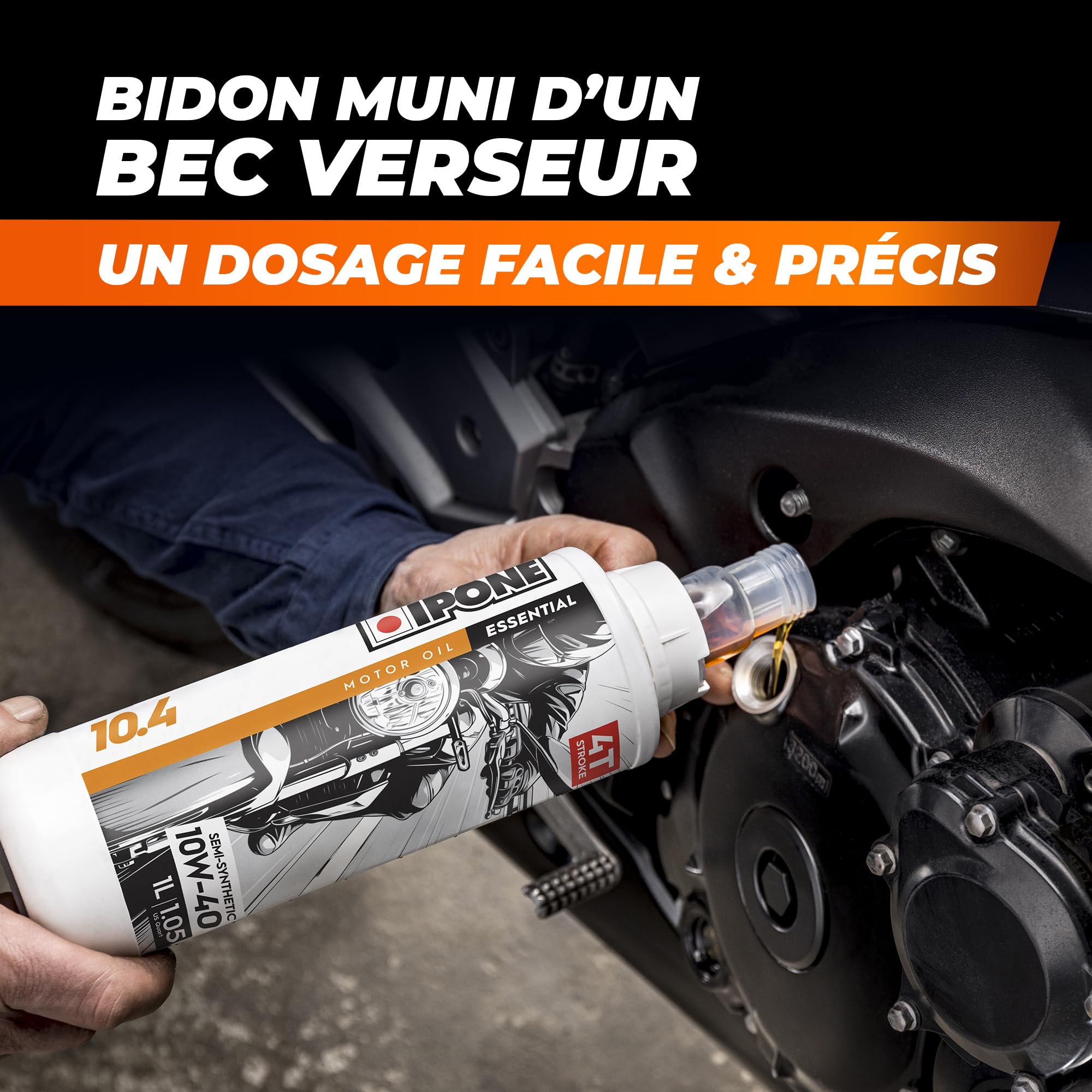 IPONE – Huile Moteur Moto 4 Temps 15W50 15.5 – Bidon 4 Litres - Semi-Synthétique - Gamme Essential - Protection efficace du moteur - Fiable et accessible - Usage de la moto régulier