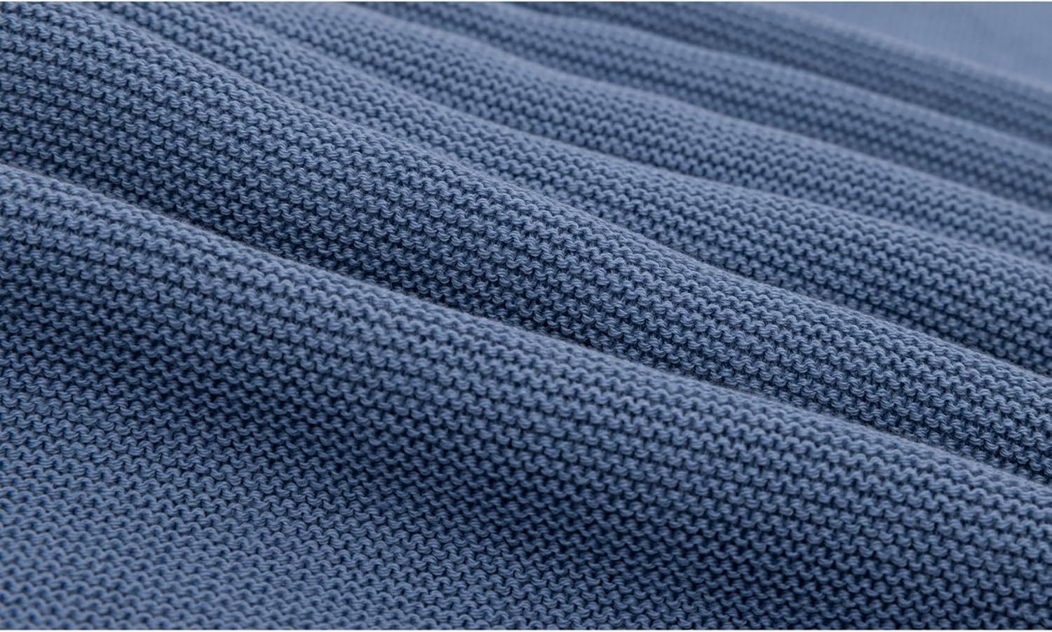Lilax Cotton Knit Receiving Blanket, Warm Cozy Swaddle Cuddle Stroller Crib Blanket for Newborns Infants & Toddlers 33.5" x 31.5", Indigo