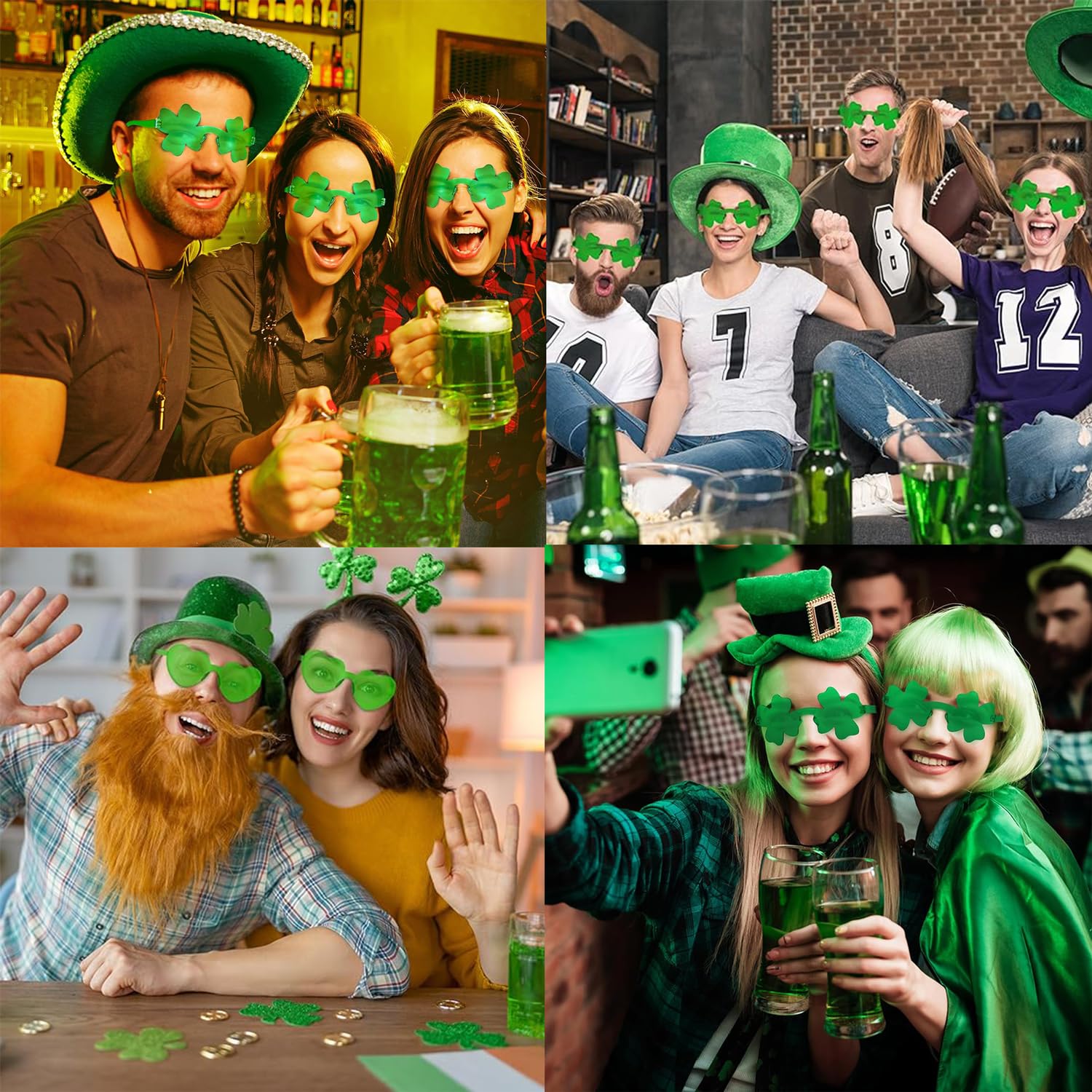 24 szt. St Patricks Day Shamrock okulary przeciwsłoneczne koniczyna okulary koniczyna okulary dzień świętego patryka akcesoria dla kobiet akcesoria dekoracje przyjęcie upominki