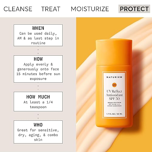 Miniatura 2 de Naturium UV Reflect antioxidante, amplio espectro SPF 50 PA ++++ protector solar transparente, protector ligero para cara y piel con acabado mate