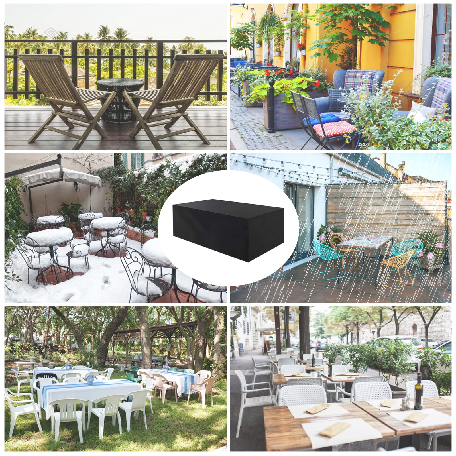 Copertura Tavolo Esterno Impermeabile, 420D Copri Tavolo da Esterno Impermeabile, Copertura Per Mobili da Giardino, Per Tavoli E Sedie, Divani Copritavolo Esterno Impermeabile（213x132x74CM）
