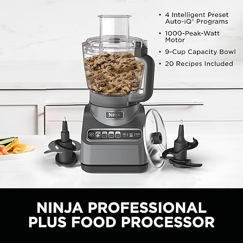Vista 17 de Ninja Procesador de alimentos, profesional XL, 1200 vatios de pico, 4 en 1, cortar, rebanar/triturar, purés, masa, tazón procesador de 12 tazas, 2