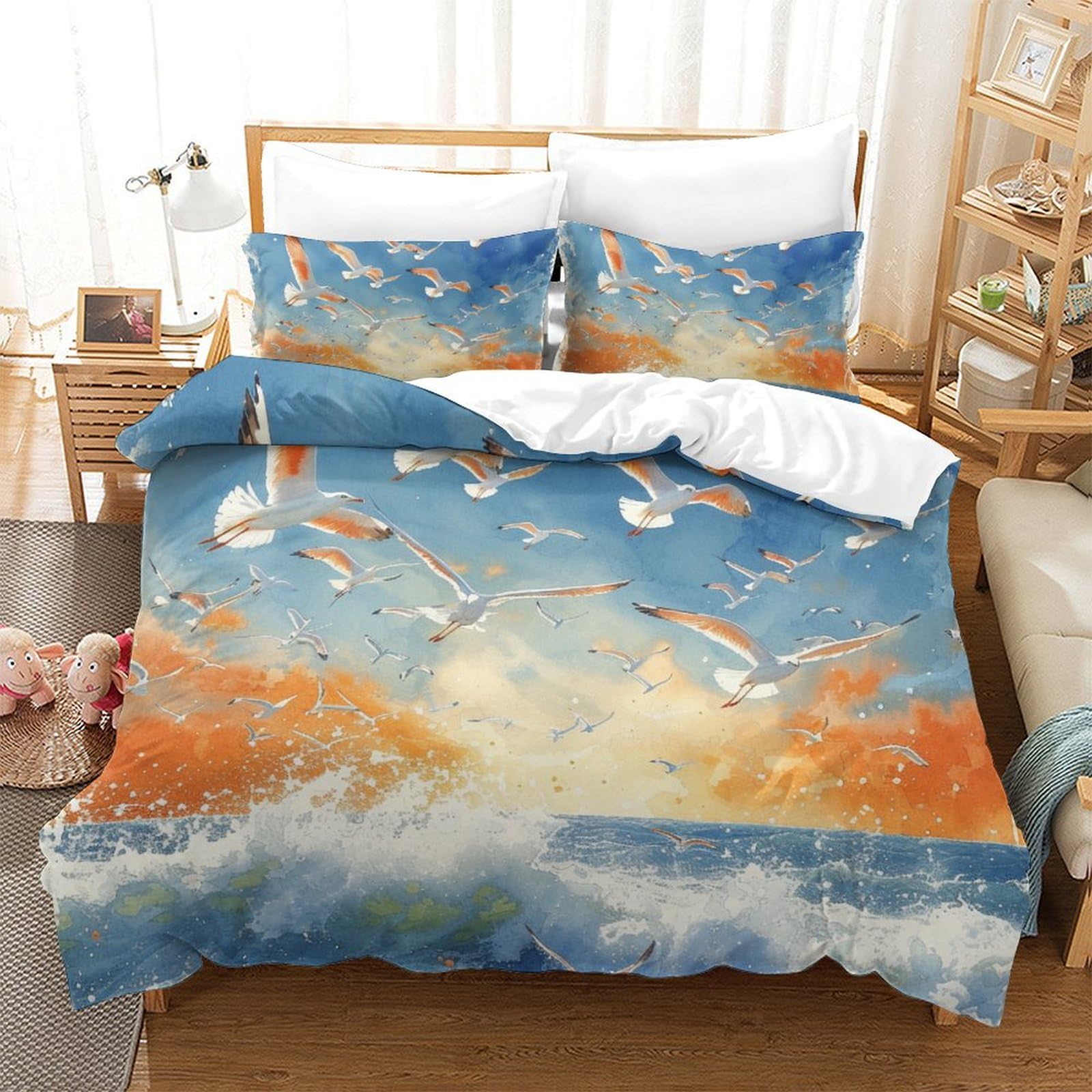 Parure de couette 260x220 respirante avec taies d'oreiller 3D