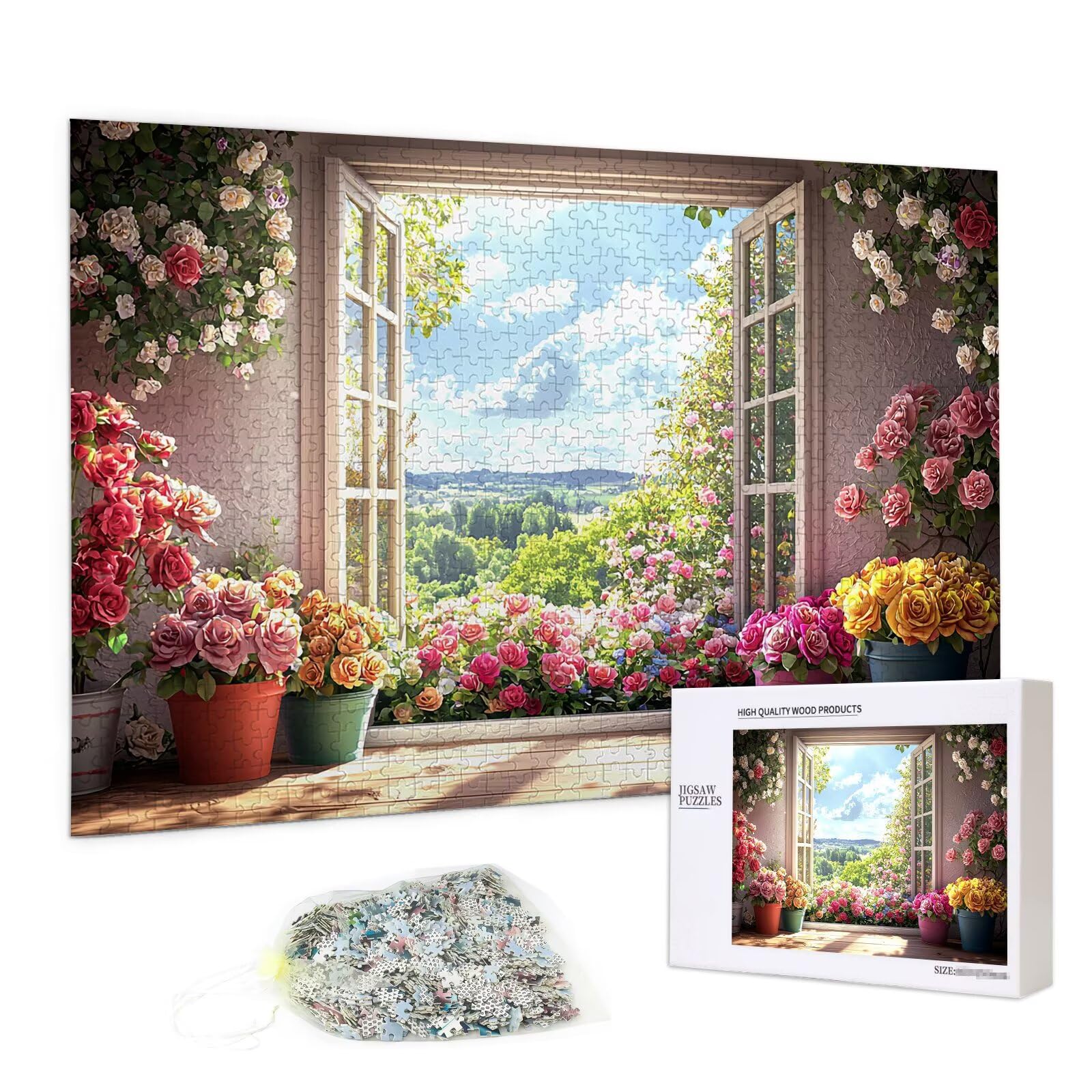 Puzzle 3000 elementów dla dorosłych, puzzle do pokoju kwiatowego dla dorosłych, drewniane puzzle z pudełkiem prezentowym, gra koncentracyjna dla dorosłych, 3000 elementów puzzli do dekoracji ścian