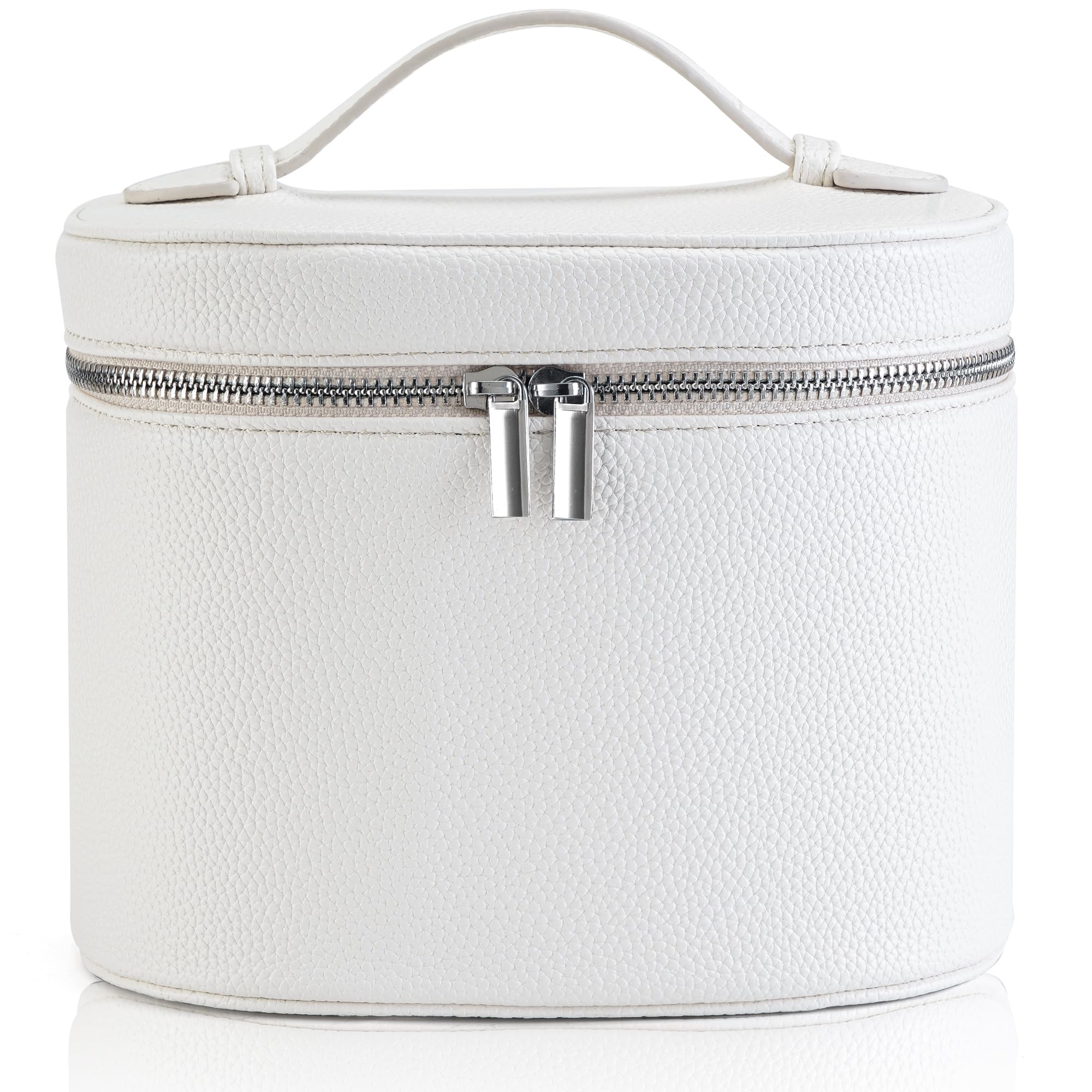 UUYUUY Makeup Bag Vanity Case Cosmetic Bag with Removable Divider Travel Toiletry Bag for Women Portable Make up Box Organizer, White