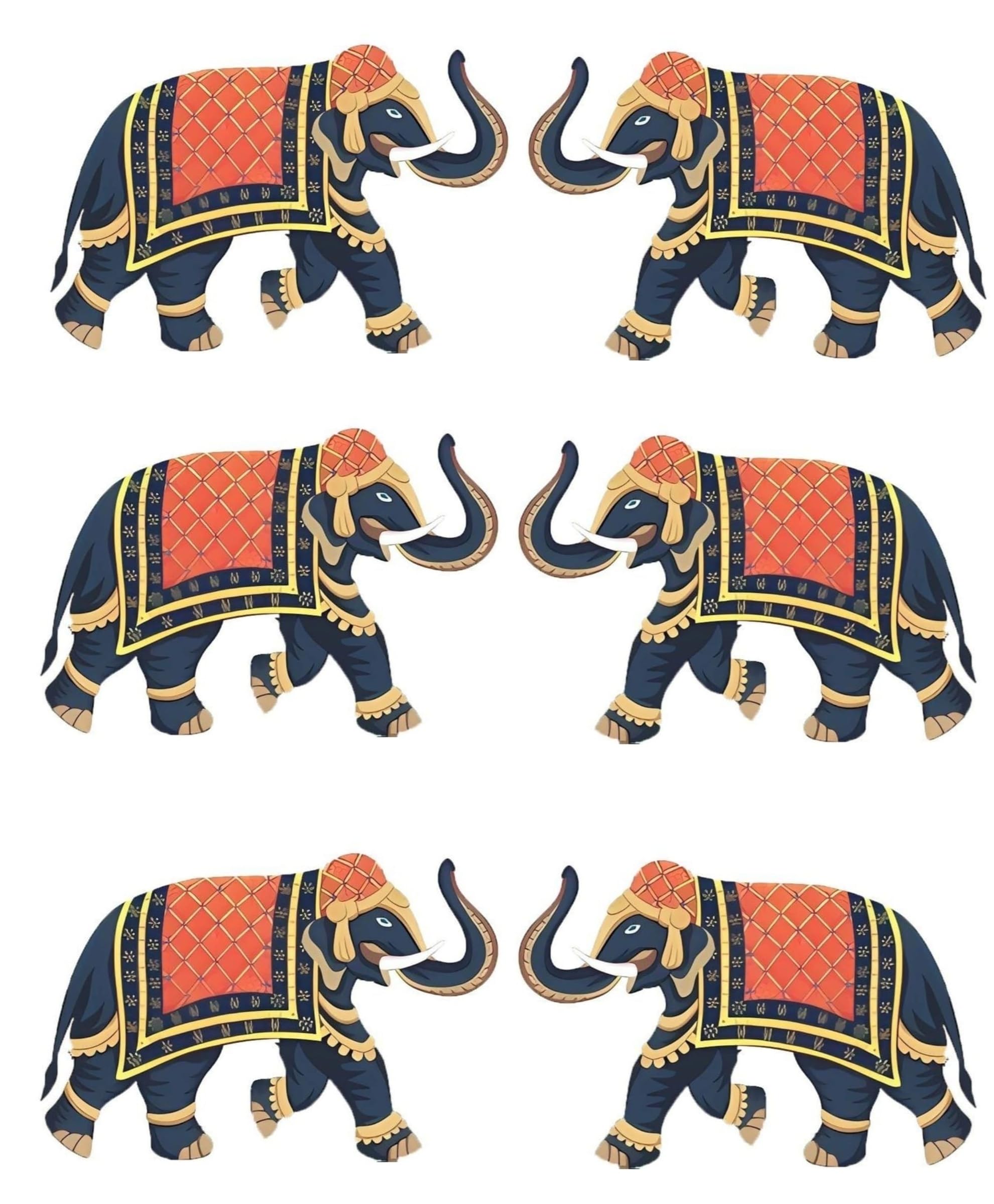 Meka Creations Elephant Shape MDF Cutout Set of 6(3 Pair)-picture-26