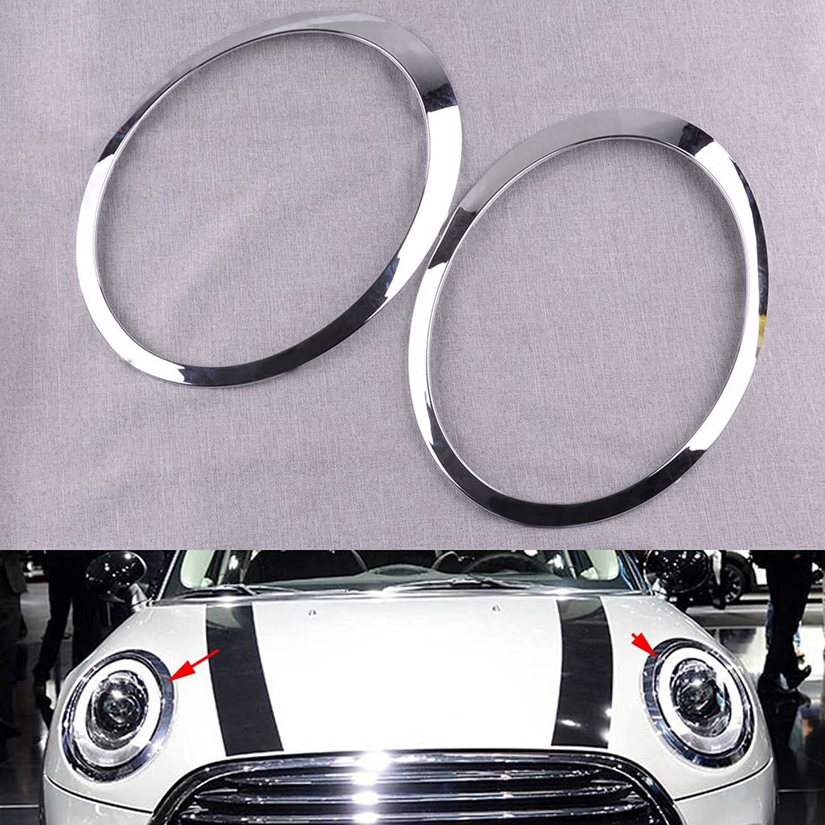 para 2007-2015 R55 R56 R57 R58 R59 Anillo Embellecedor de Faros Delanteros ABS Cromado Plateado 51137149905