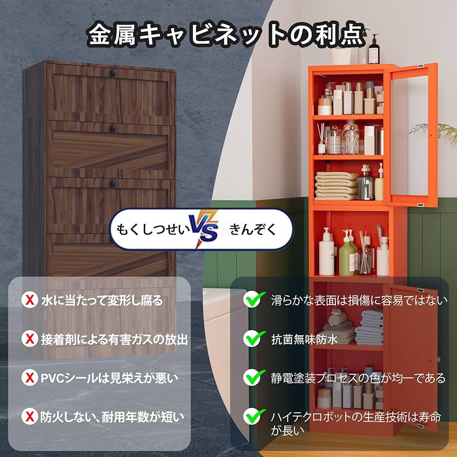 Amazon｜Boegica 食器棚 キッチン収納 金属製 キッチンボード 幅40