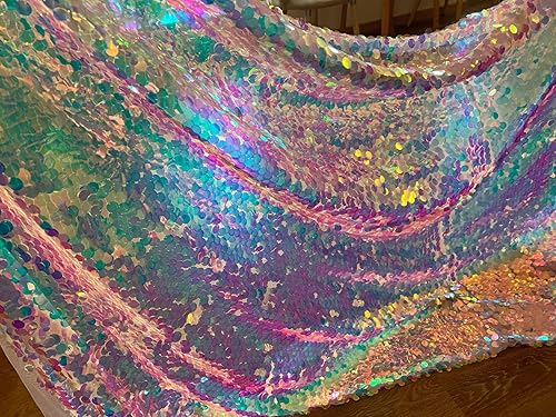 Miniatura 9 de SIELUNO Mantel de sirena, mantel de lentejuelas, cubierta de mesa de escamas de pescado para boda, cumpleaños, fiesta de sirena, mesa rectangular,