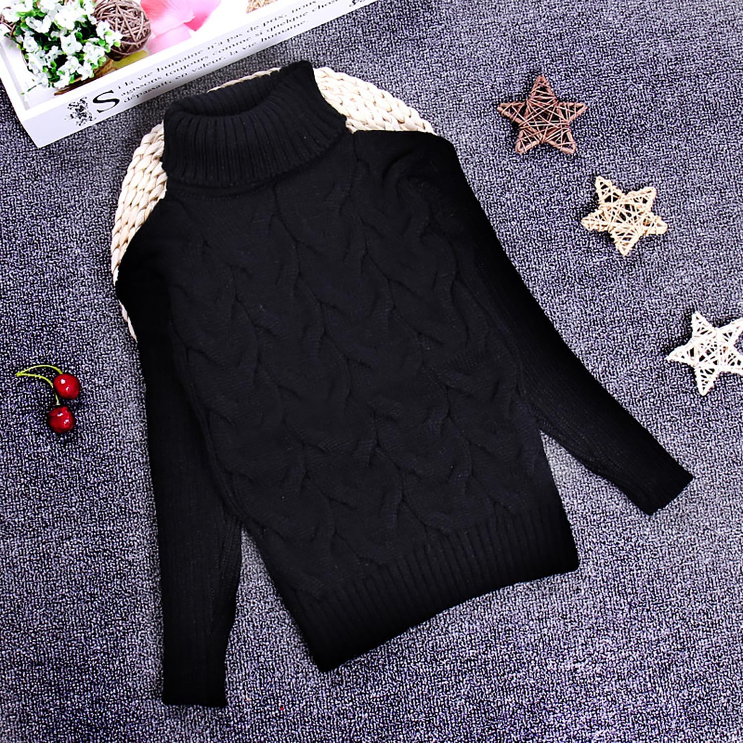 Baby Boys Turtleneck Knit Sweaters Toddler Girls Soft Warm High Collar Pullover Sweater Size 1-8T - Image 6