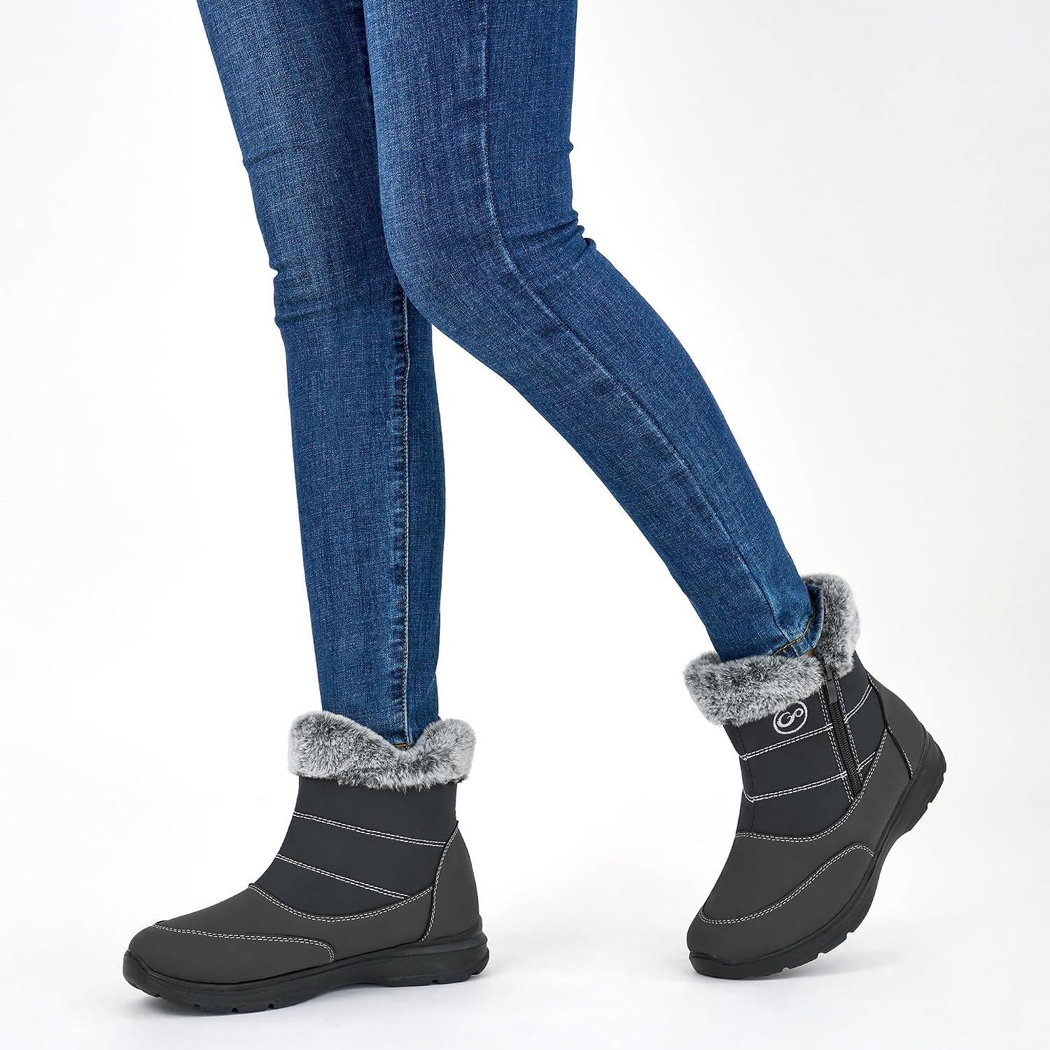 Winter Snow Boots for Women: Lightweight Warm fur lined Ankle Boot Waterproof Zipper Booties for Outdoor Walking