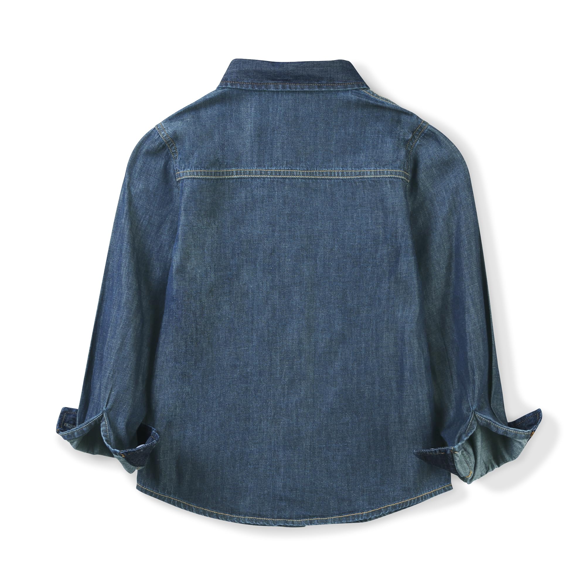 Chemise en Denim pour Garçons, Chemise à Manches Longues Boutonnée pour Garçons, Haut Occidental en Coton Décontracté avec Poches Poitrines
