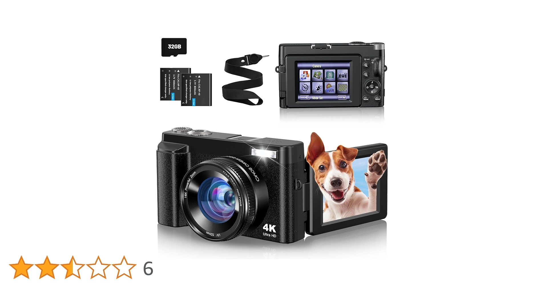 4K4800万画素デジタルカメラ3インチ大画面32Gカードバッテリー 2個付き黒 Amazon | Zostuic デジカメ 4K 4800万画素 デジタルカメラ 180度