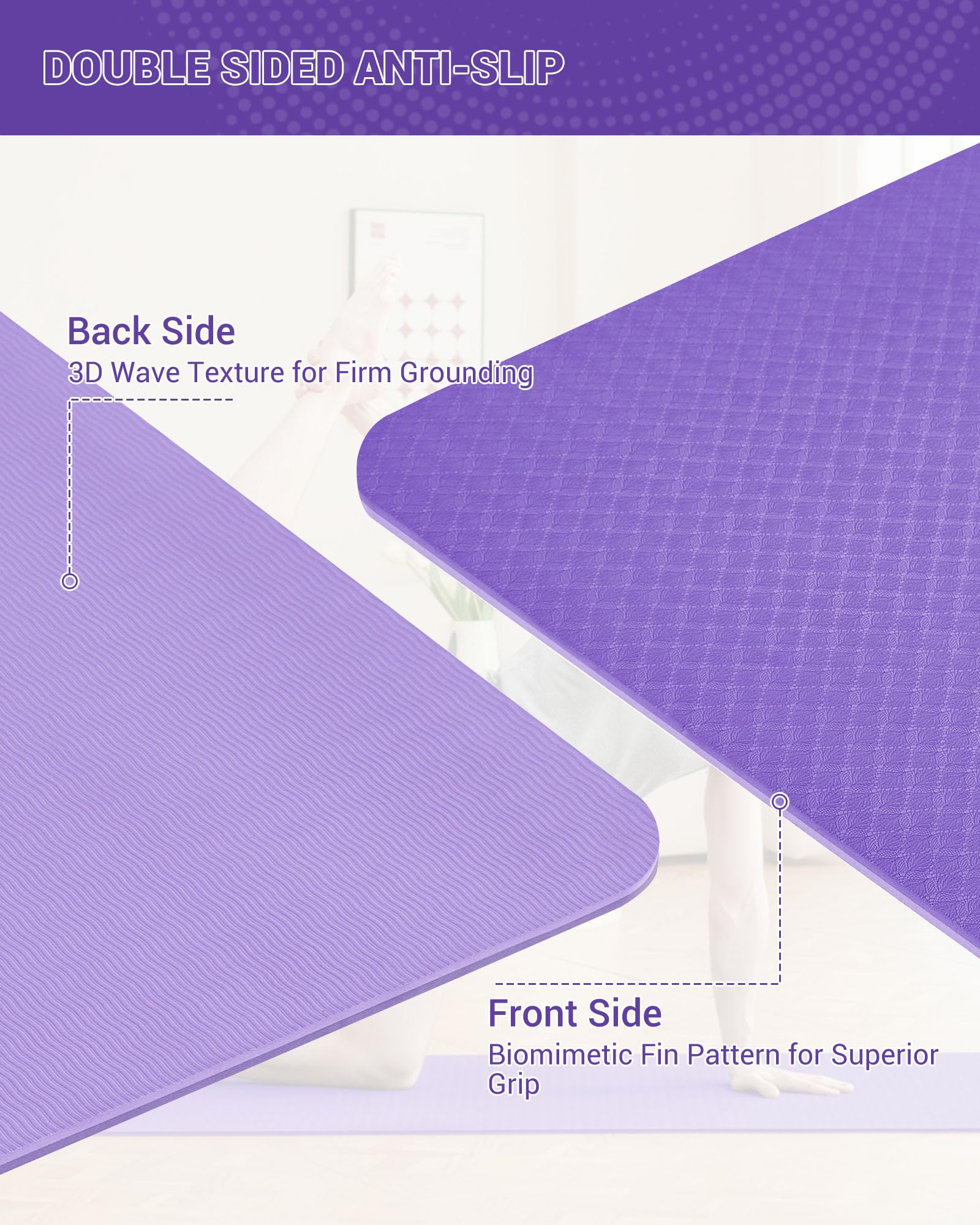 Good Nite Tappetino da ginnastica, yoga, fitness, antiscivolo, per allenamento, sport, turn, pilates, con tracolla, 183 x 61 x 0,6 cm