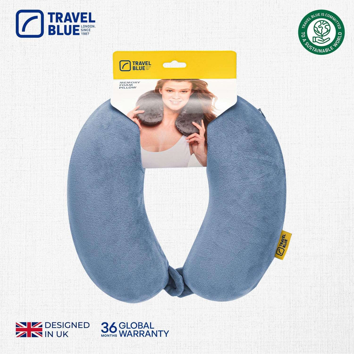 Travel Blue Cuscino Cervicale in Memory Foam – Cuscino da Viaggio Ergonomico e Leggero – Ideale per Aereo, Auto e Treno – Fodera Rimovibile e Lavabile (Blue) 8 81RsuFljBIL. AC SL1500