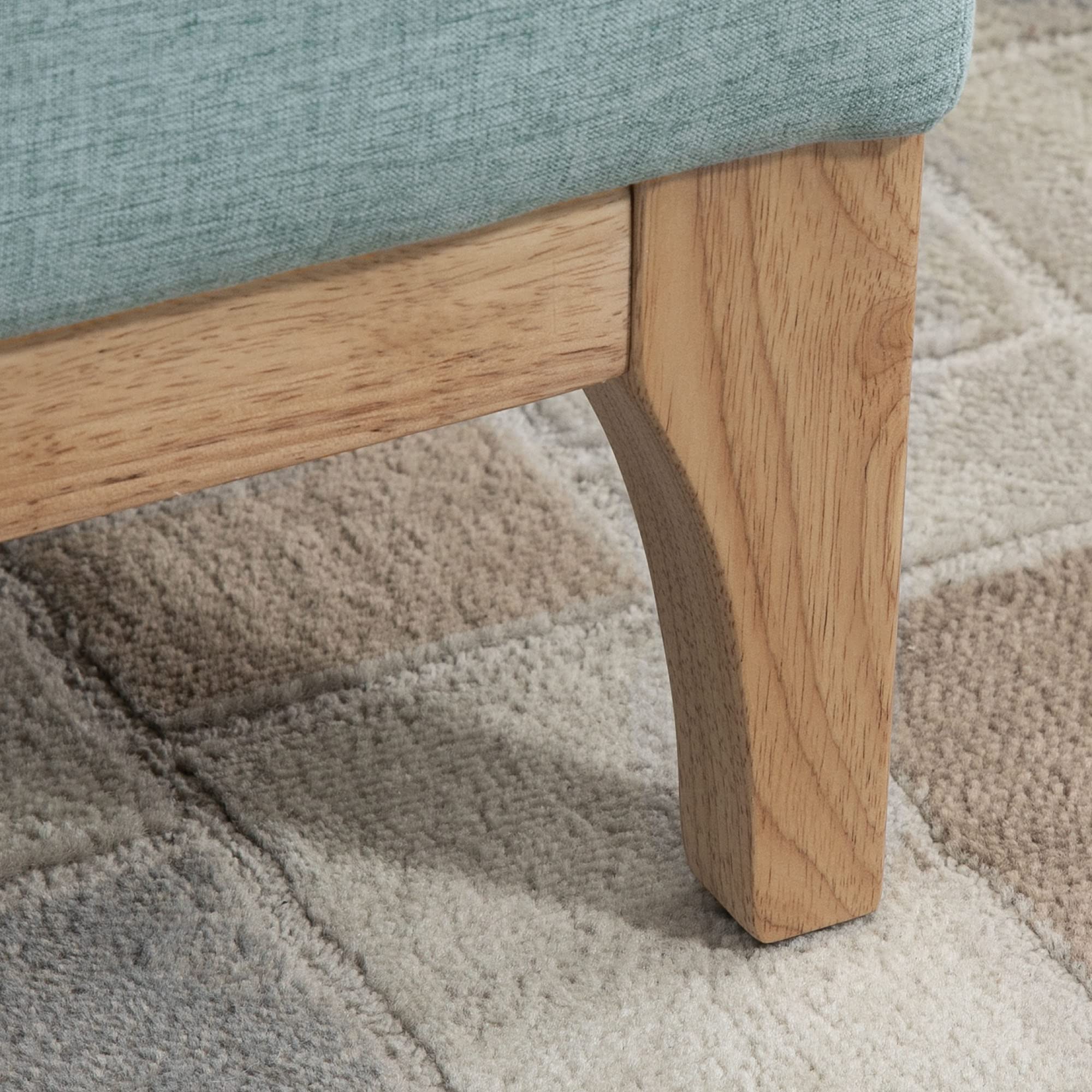 HOMCOM Baúl de Almacenaje para Dormitorio 72L Puff Almacenaje Tapizado en Lino Banco de Almacenaje con Patas de Madera y Almohadillas Ajustables para Entrada Salón 110x39x45 cm Gris Azulado