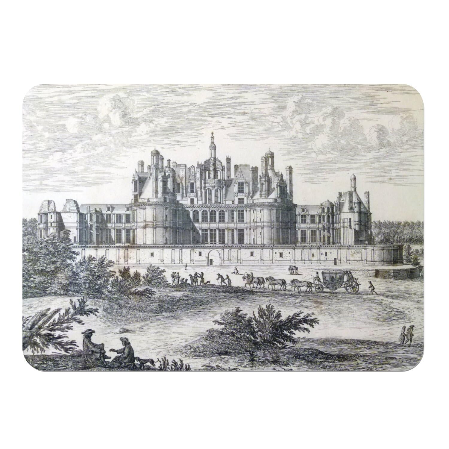 Napperons en liege anti rayure et chaleur pour table en bois motif Chateau Chambord