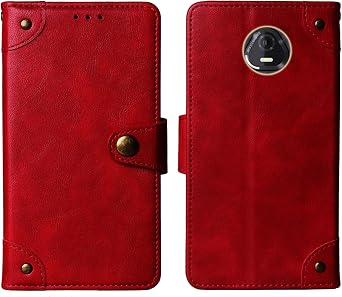 Flip Genuine Premium Leather Phone Gel Case for Schok Volt SV67Q 4G LTE 6.74" Back Cover Skin Etui Protective Protector Wallet Pouch Shell Bumper Red