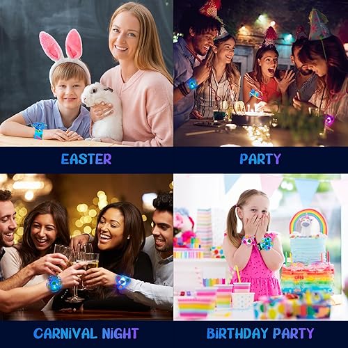 Miniatura 7 de SEKEAHU 25 juguetes giratorios iluminados + 25 pulseras de bofetada, regalos de fiesta de dinosaurios, rellenos de calcetines para niños de 4 a 8 a