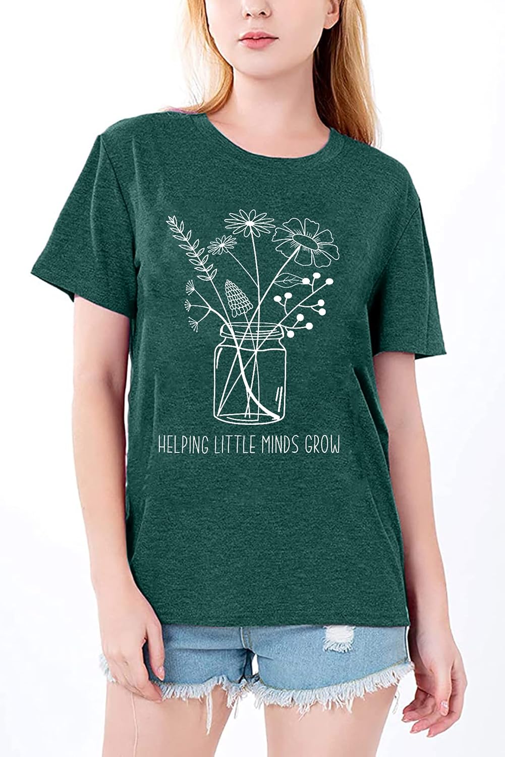Teacher Shirt Women Wildflower Teacher Shirts Helping Little Minds Grow Kindergarten Teacher Tee Inspirational Tops - Image 6