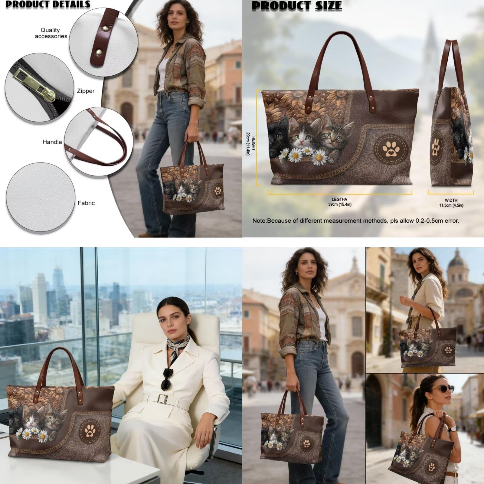 Juego de 3 bolsas de mano para mujeres, hombres, bolso de mano de piel sintética, impermeable, bolsa de maquillaje portátil para uso diario