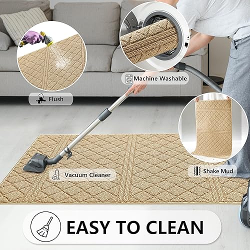 Miniatura 6 de REFETONE Tapete para interiores, tapete para puerta delantera y trasera, 20 x 32 pulgadas, parte trasera de goma antideslizante, absorbente y