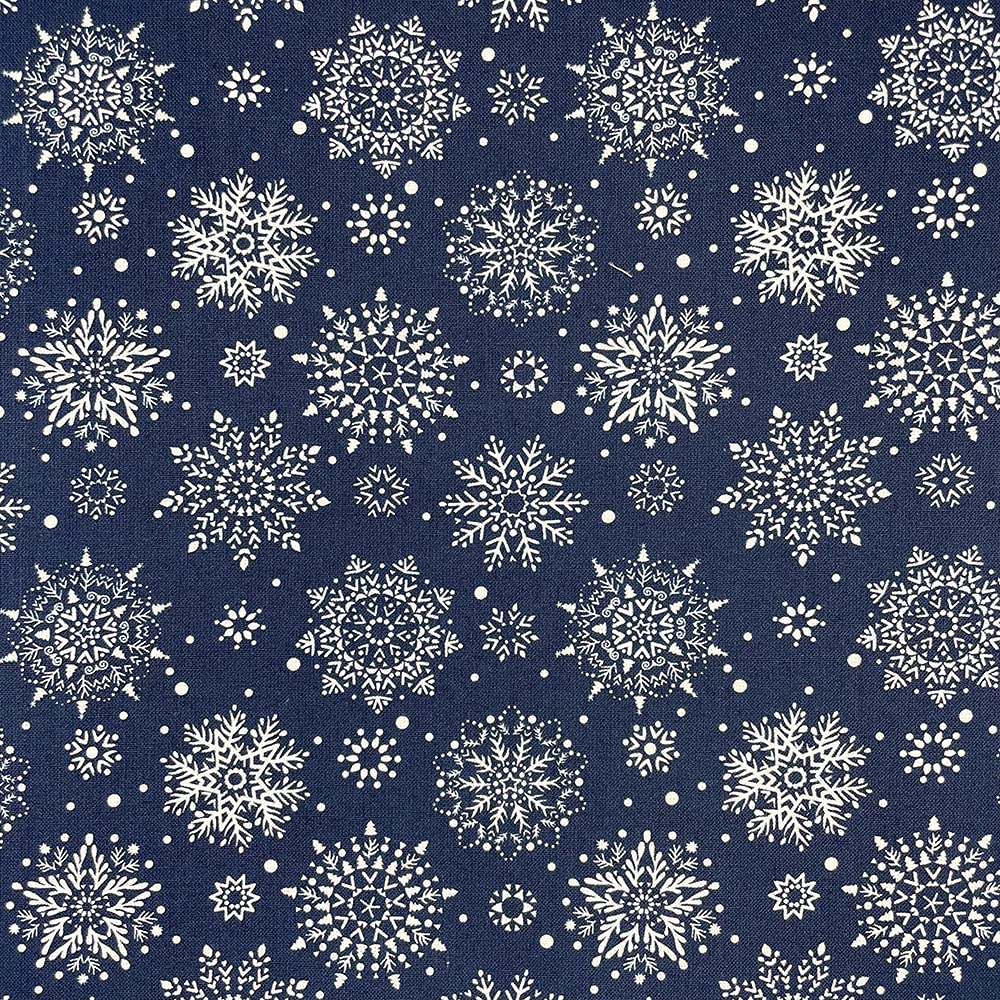 100% Cotton Christmas Xmas Crafty Prints for Children Kids Crafts Quilting Fabric Material | 55" - 140 cm Wide (Per Quarter, Winter Snowflake Navy)
