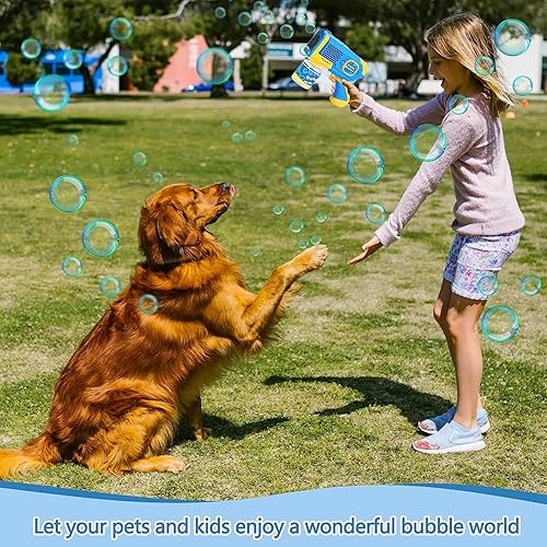 Miniatura 5 de Máquina de 2 pistolas de burbujas para niños pequeños con luz de 8 agujeros con 2 soluciones de recarga para niños, fabricante automático de