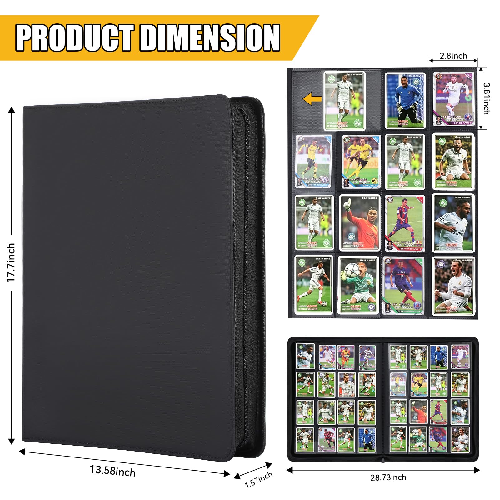 Raccoglitore a 16 tasche per 1280 carte per carte da gioco e carte sportive