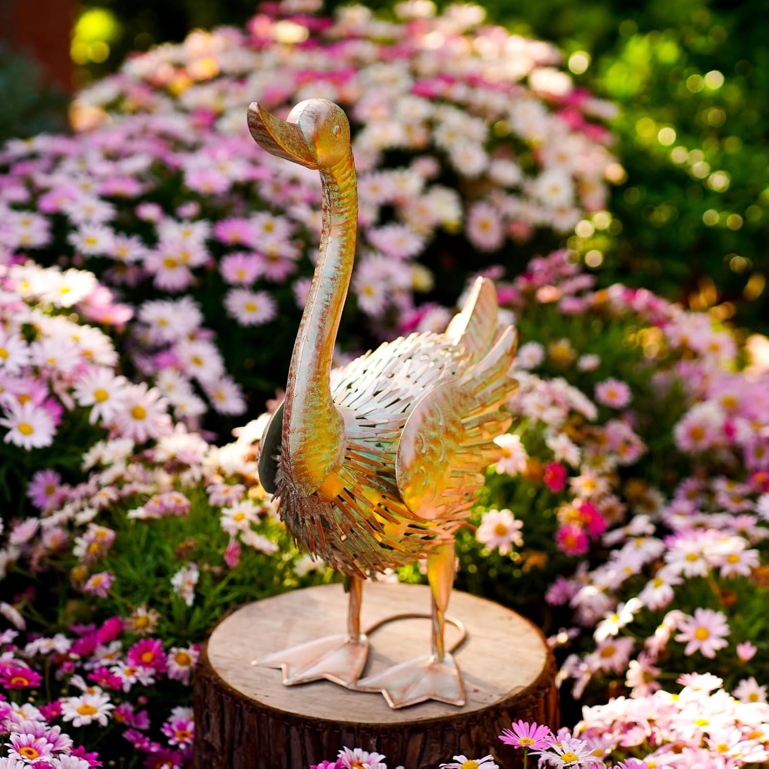 Garden Large Metal Goose Statue - 19 Inch Animal Decor for Outdoor Outside Lawn : Garden Gifts for Mom