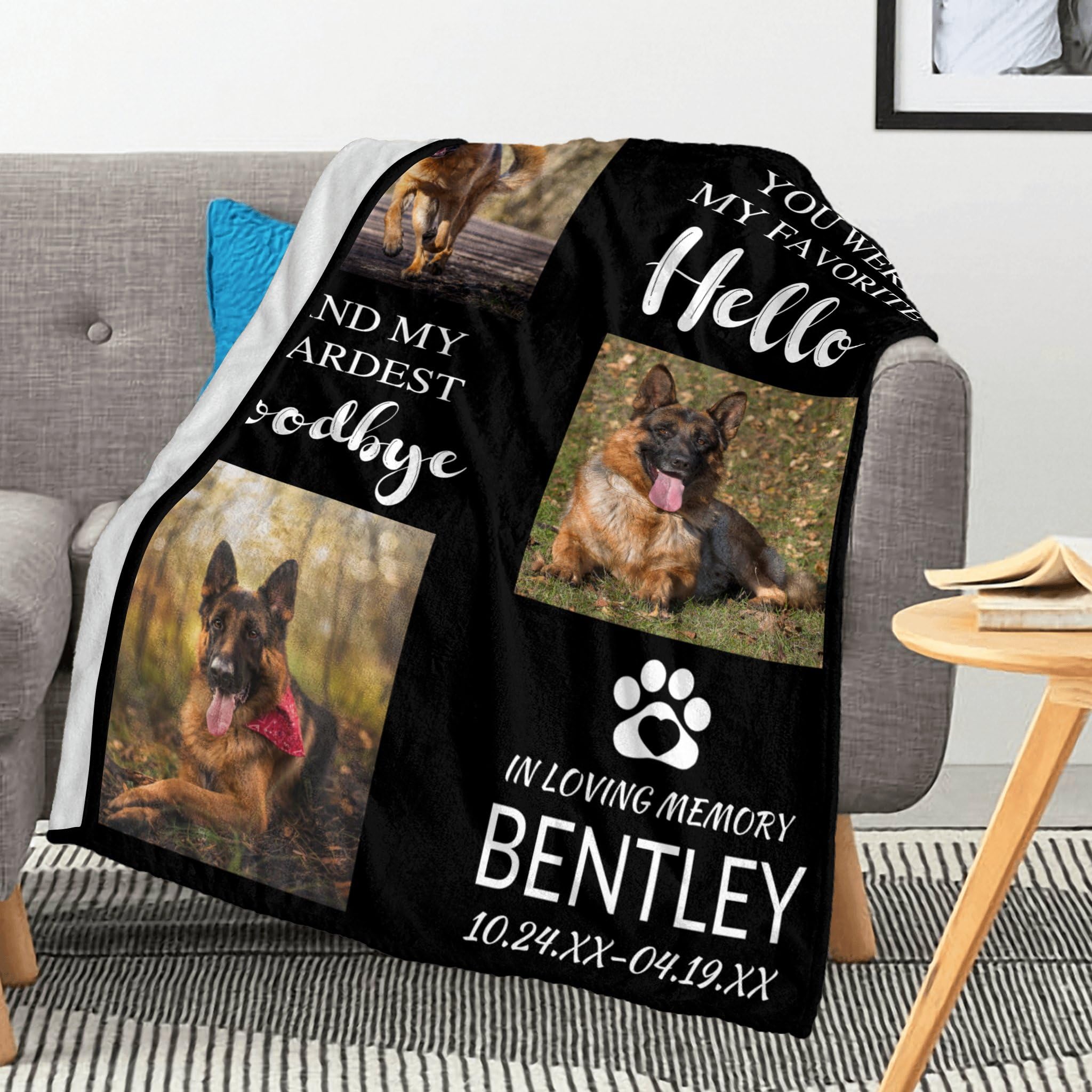 Lcyawer Personalized Dog Memorial Gifts for Loss of Dog, Custom Blanket with Pictures, Pet Memorial Gifts for Loss of Dogs, in Loving Memory Blankets, Loss of Pet Bereavement Gift