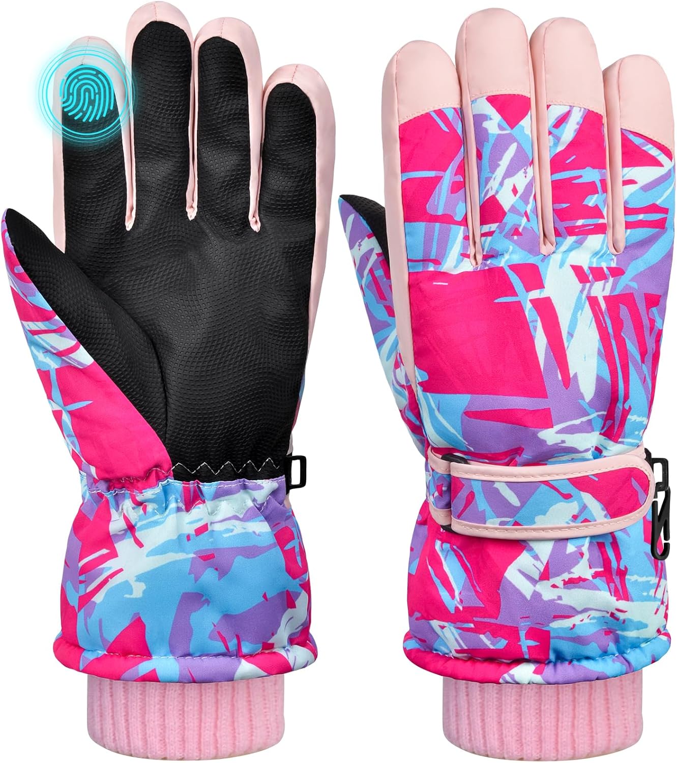 Kids Gloves Winter Girls Snow Gloves Boys with Touchscreen Waterproof Ski Winter Gloves Outdoors Warm for Children for 8-15 Years Old