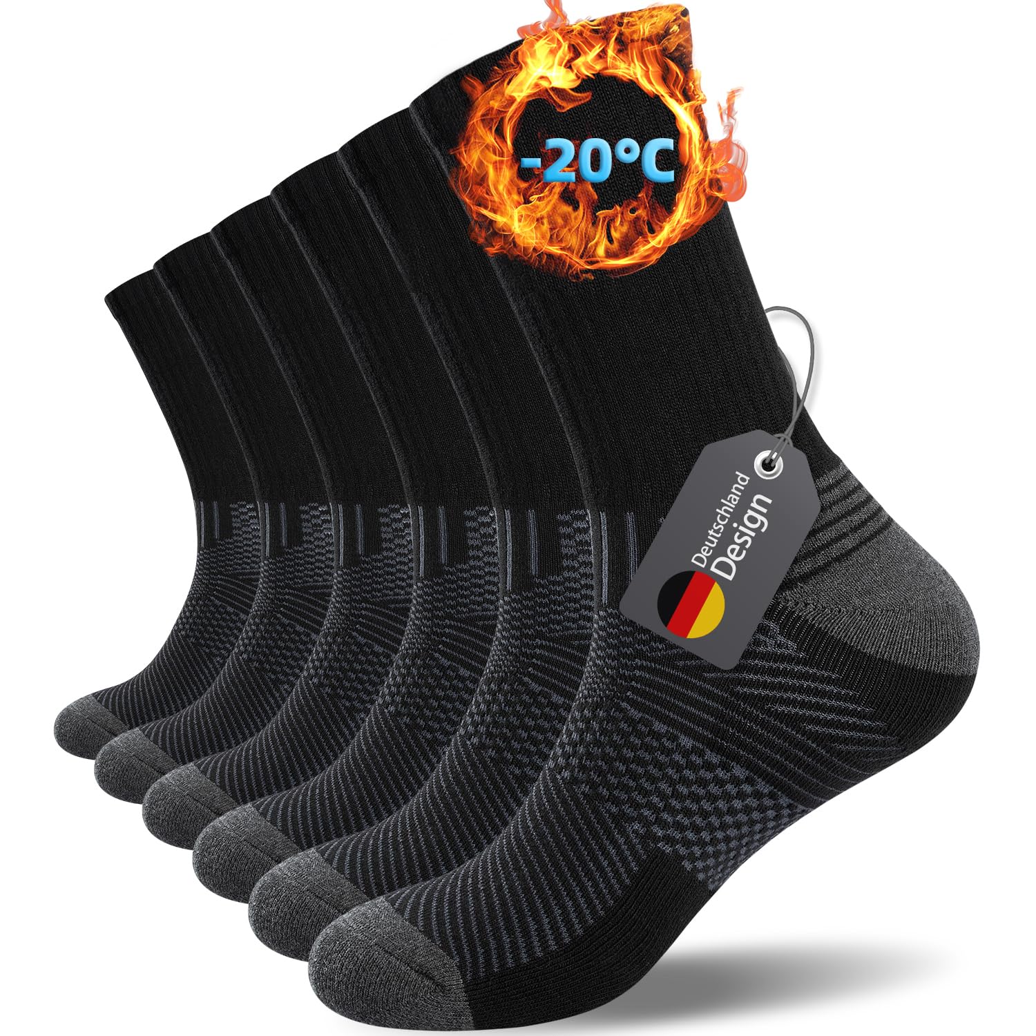 RUIXUE 6 Paia Calzini Uomo Calzini Sportivi Lunghi Calzini Donna Lavoro, Unisex Adulto Cotone Traspirante Calze, Antiscivolo Lunghe Calze 43-46 35-38 39-42 47-50