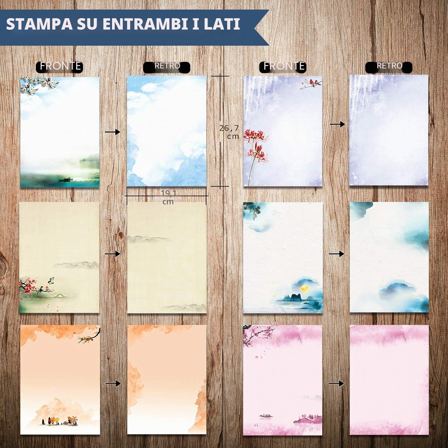 Set cancelleria giapponese carta lettere buste 48 fogli 24 buste pittura inchiostro